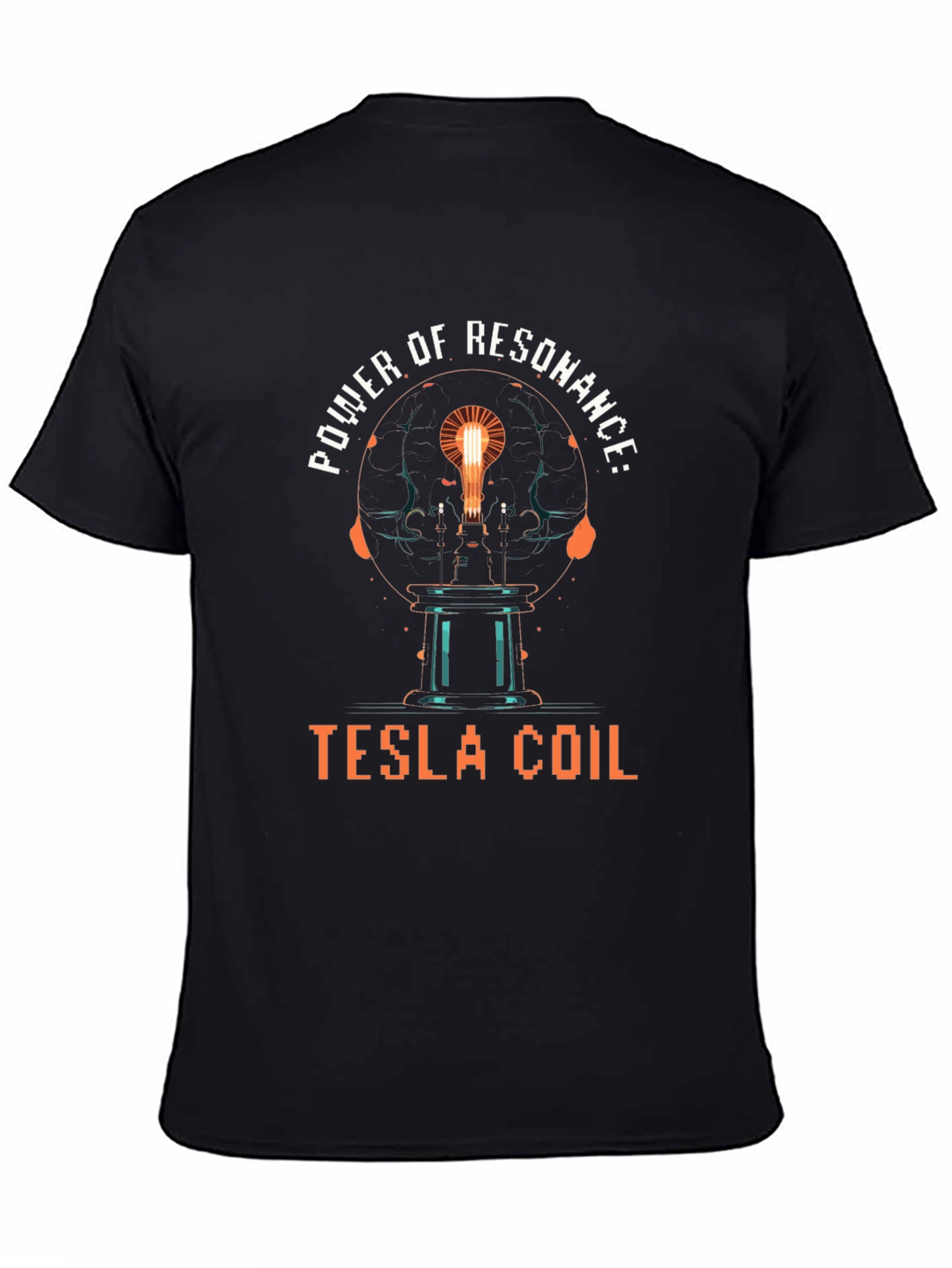 Power of Resonance: Tesla Coil Black T-Shirt
