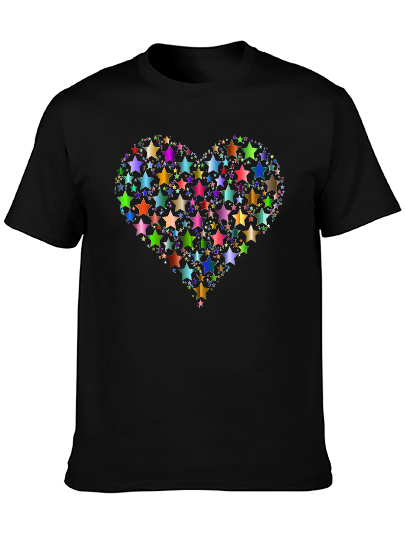 Starry Heart Graphic Tee - Modern Black T-Shirt