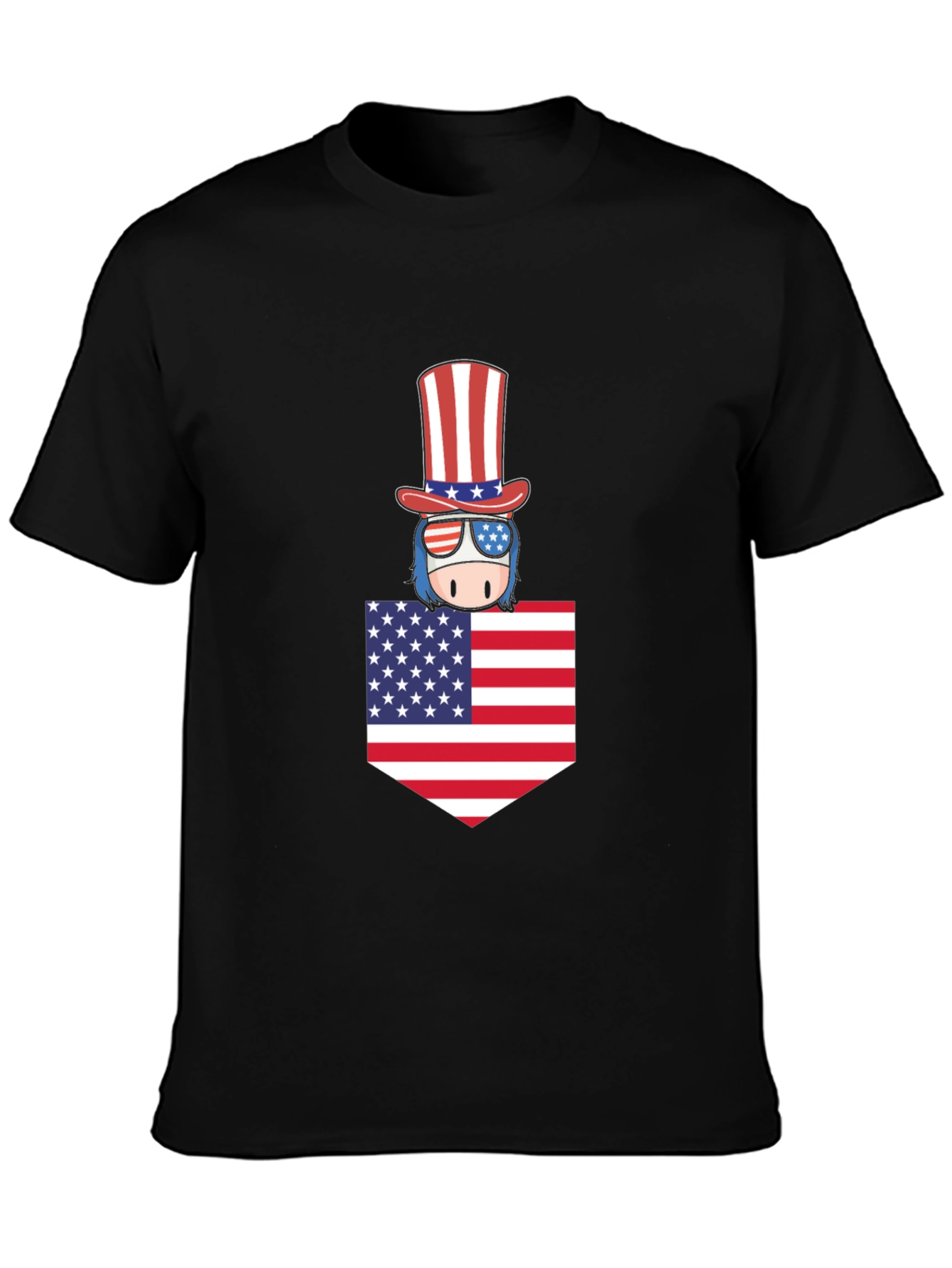 Patriotic Pocket Tee - American Flag Design