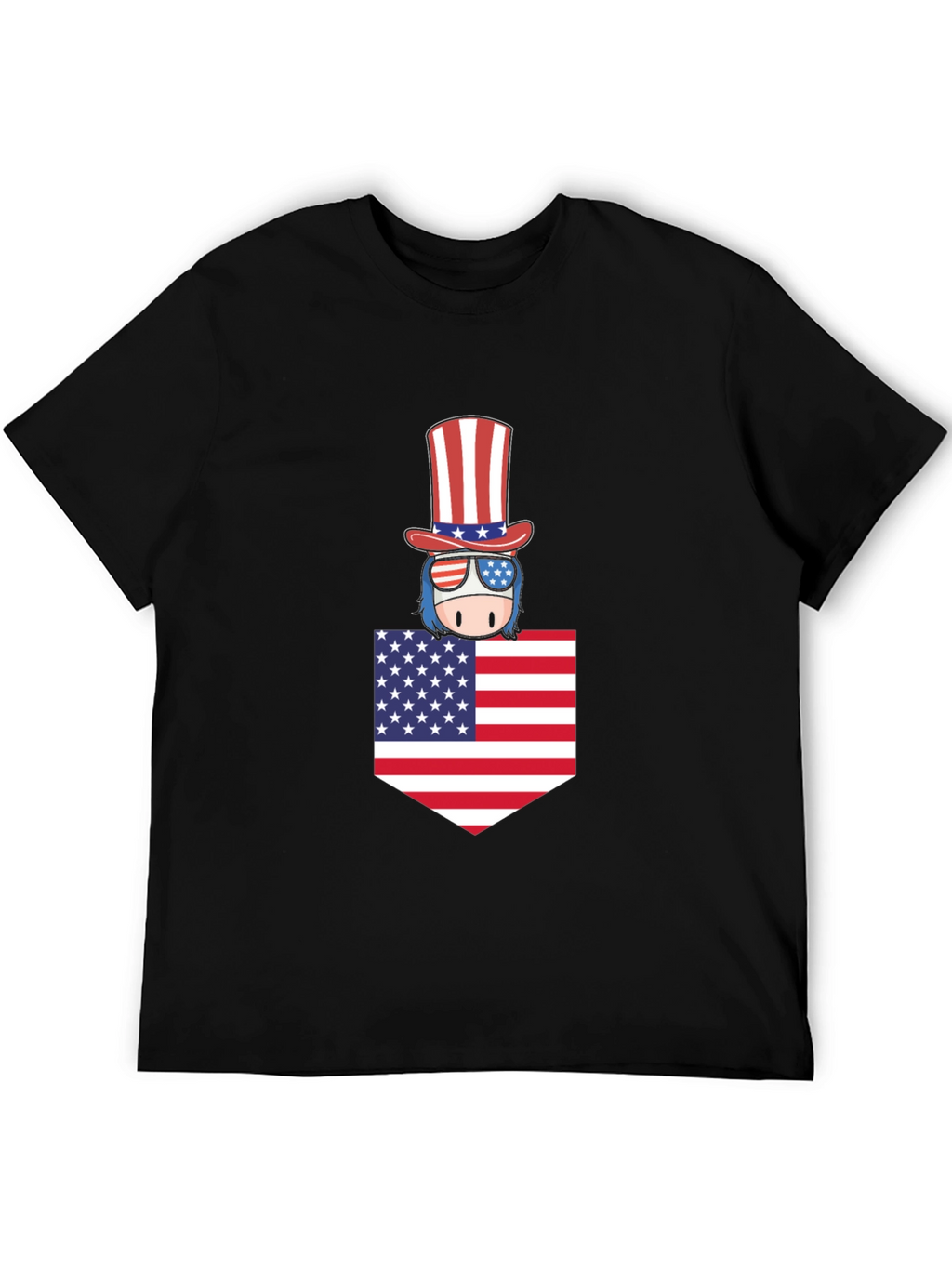 Patriotic Pocket Tee - American Flag Design
