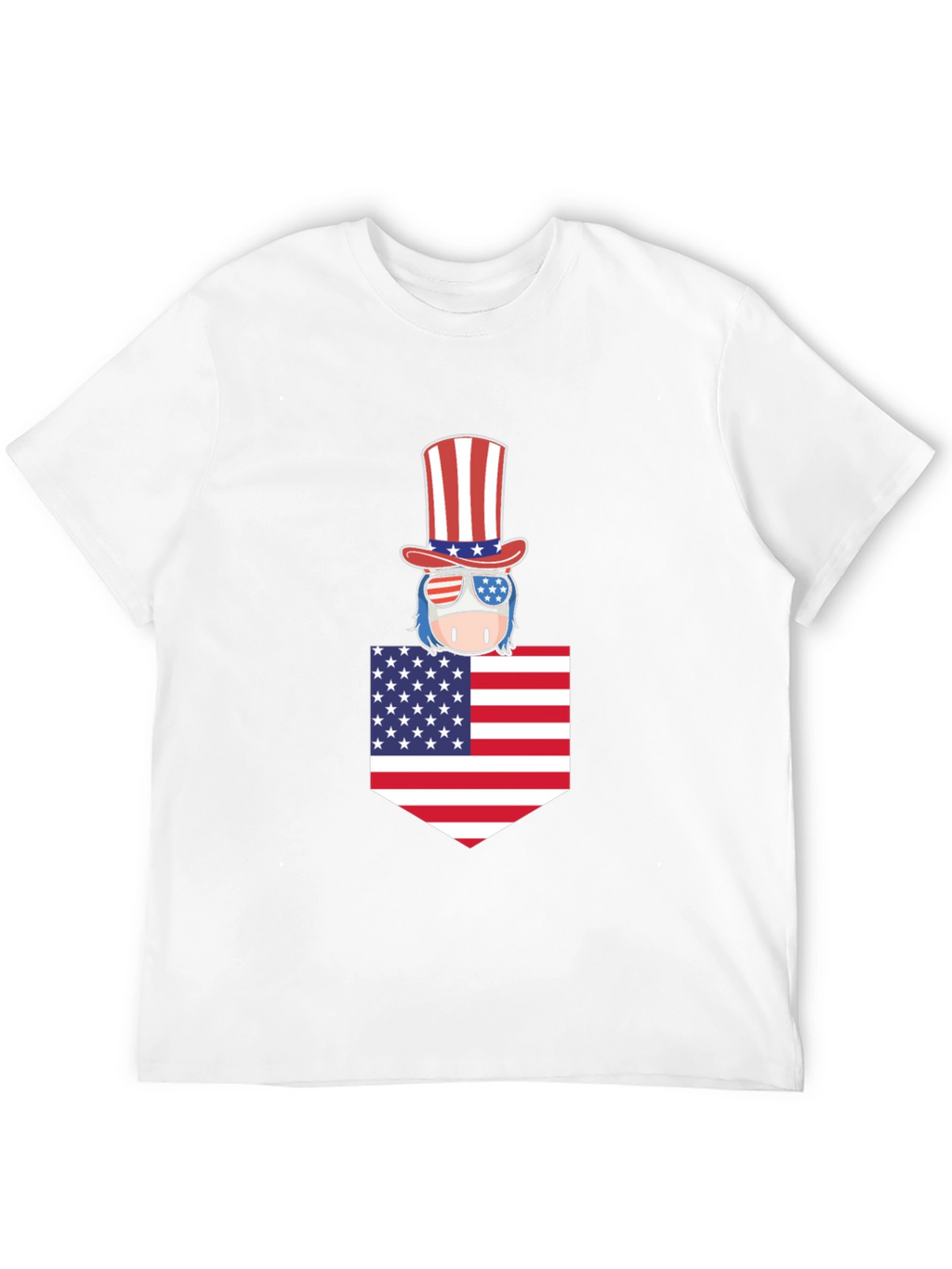 Patriotic Pocket Tee - American Flag Design