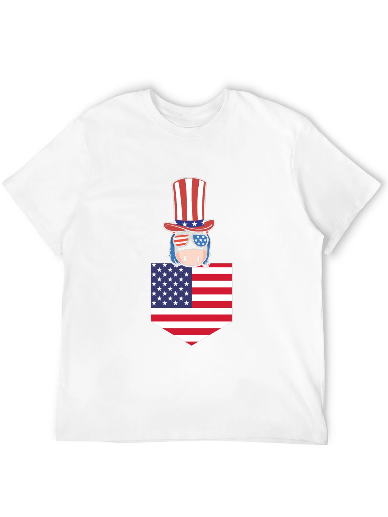 Patriotic Pocket Tee - American Flag Design