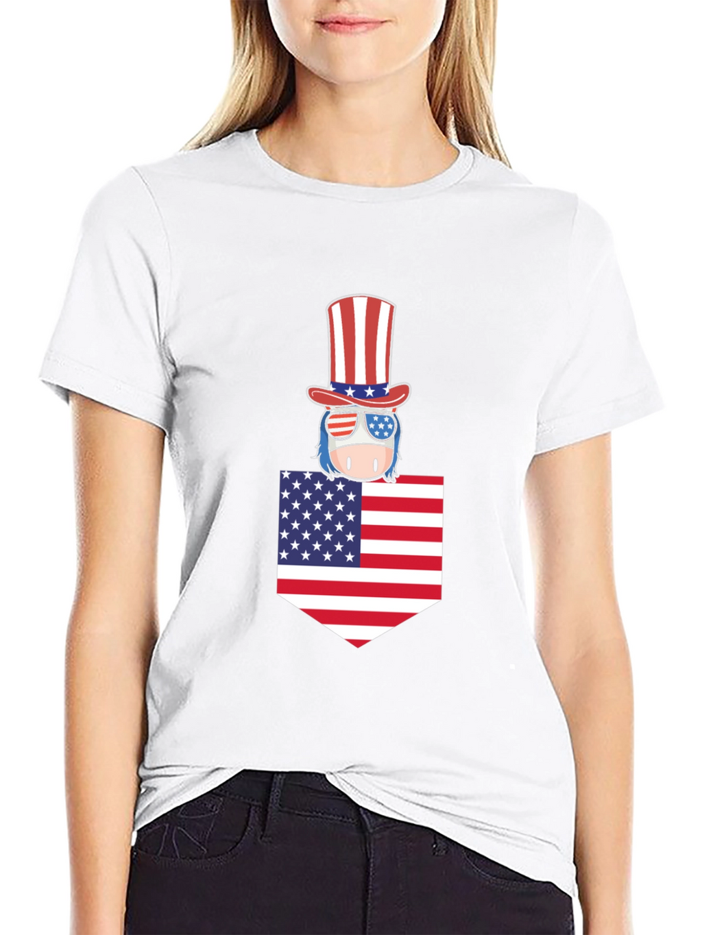 Patriotic Pocket Tee - American Flag Design