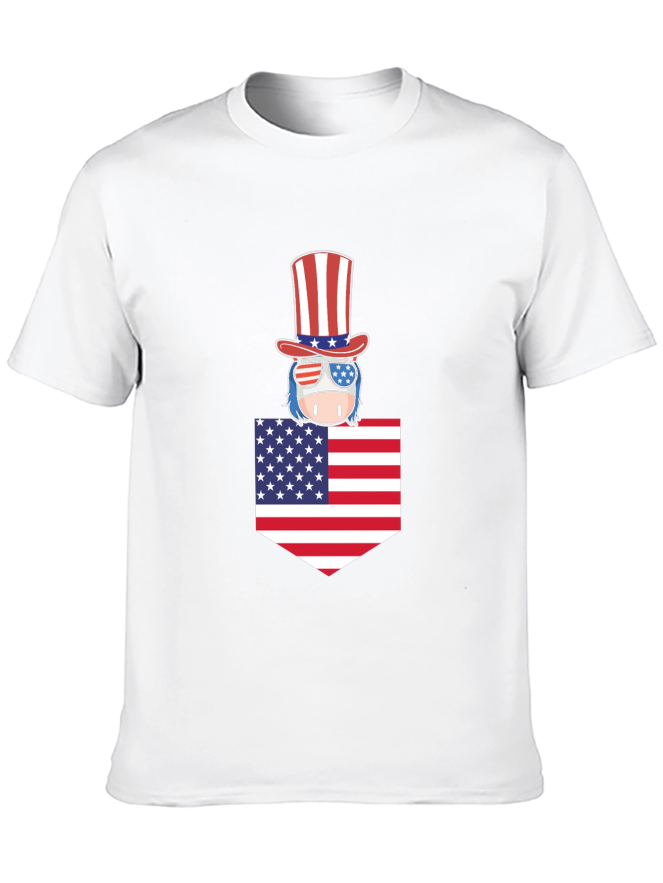 Patriotic Pocket Tee - American Flag Design