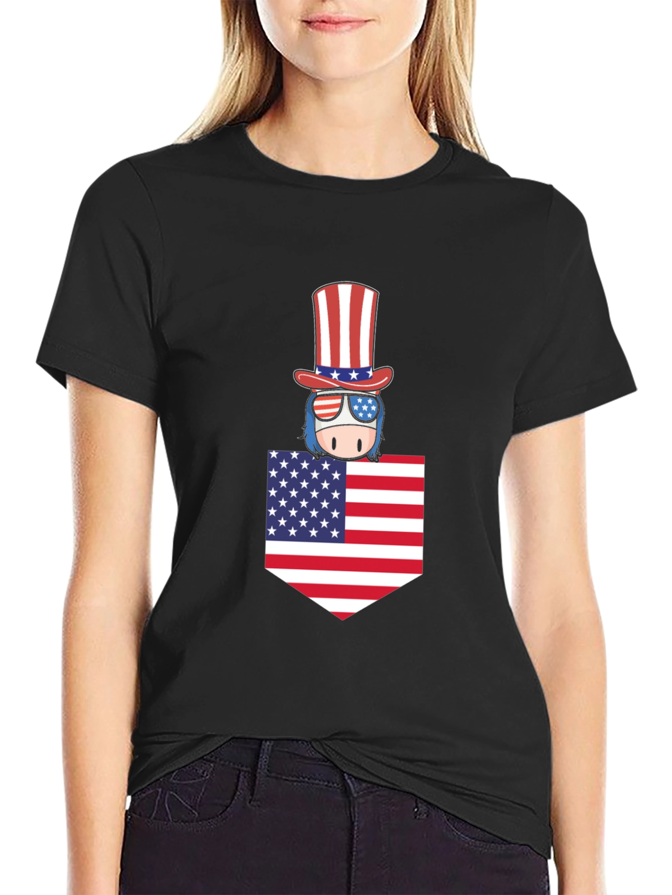 Patriotic Pocket Tee - American Flag Design
