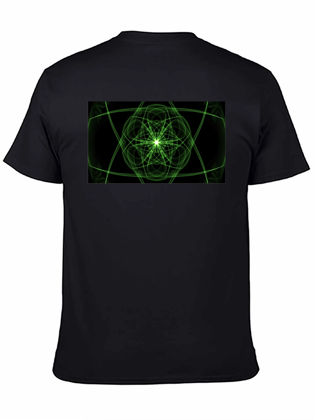 Geometric Green Graphic Black T-Shirt
