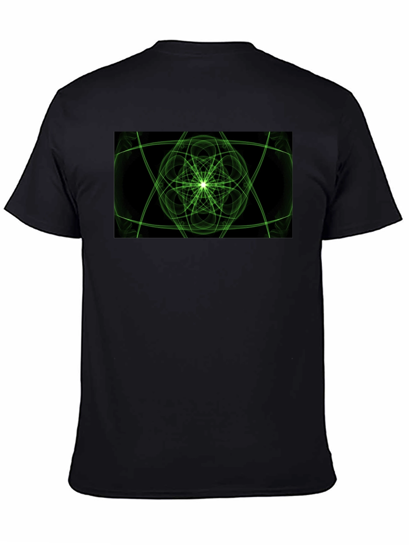 Geometric Green Graphic Black T-Shirt