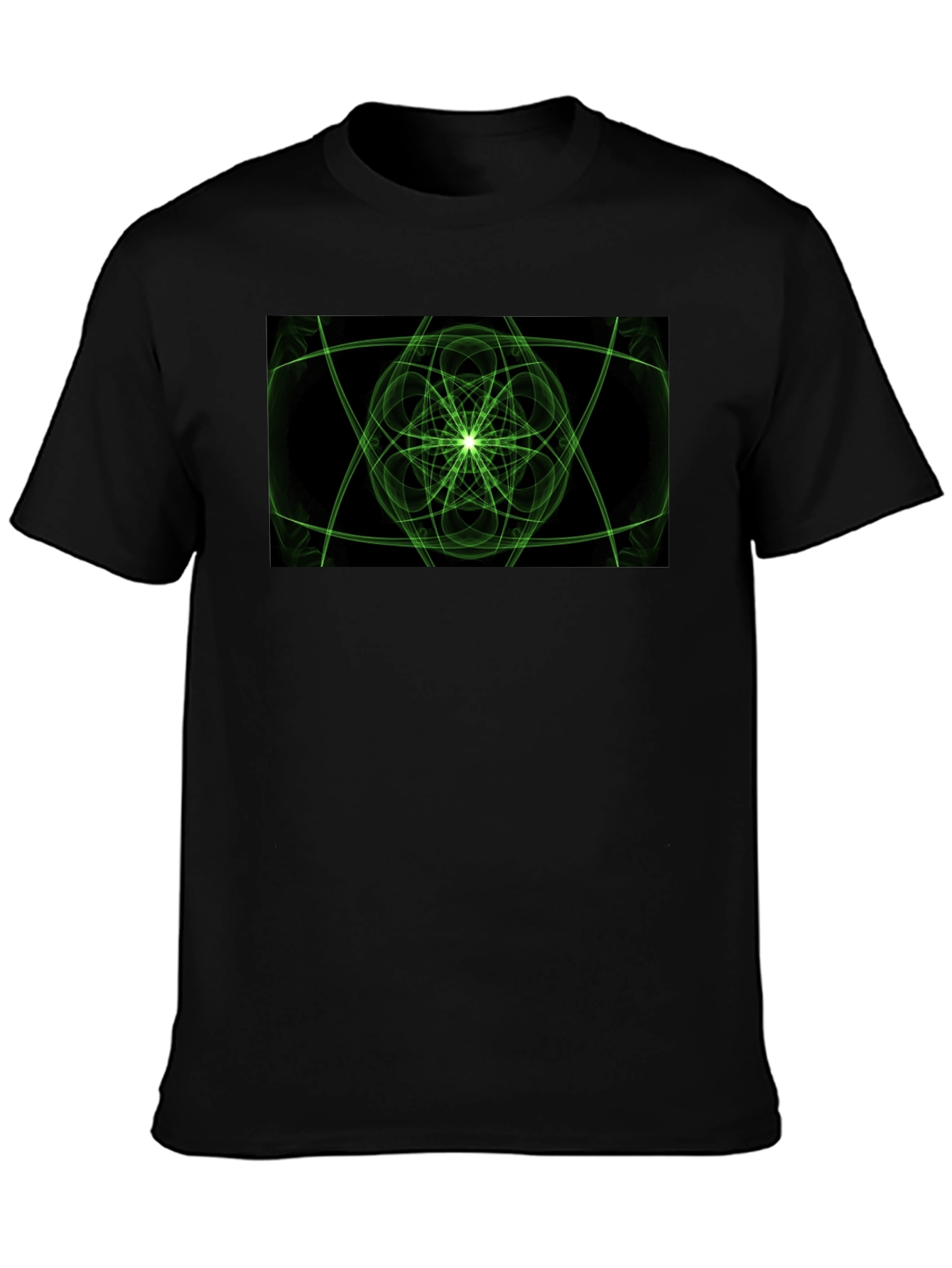 Geometric Green Graphic Black T-Shirt