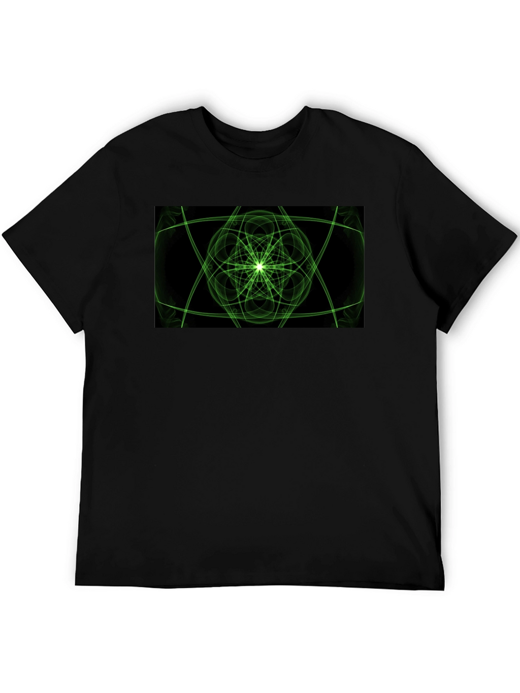 Geometric Green Graphic Black T-Shirt