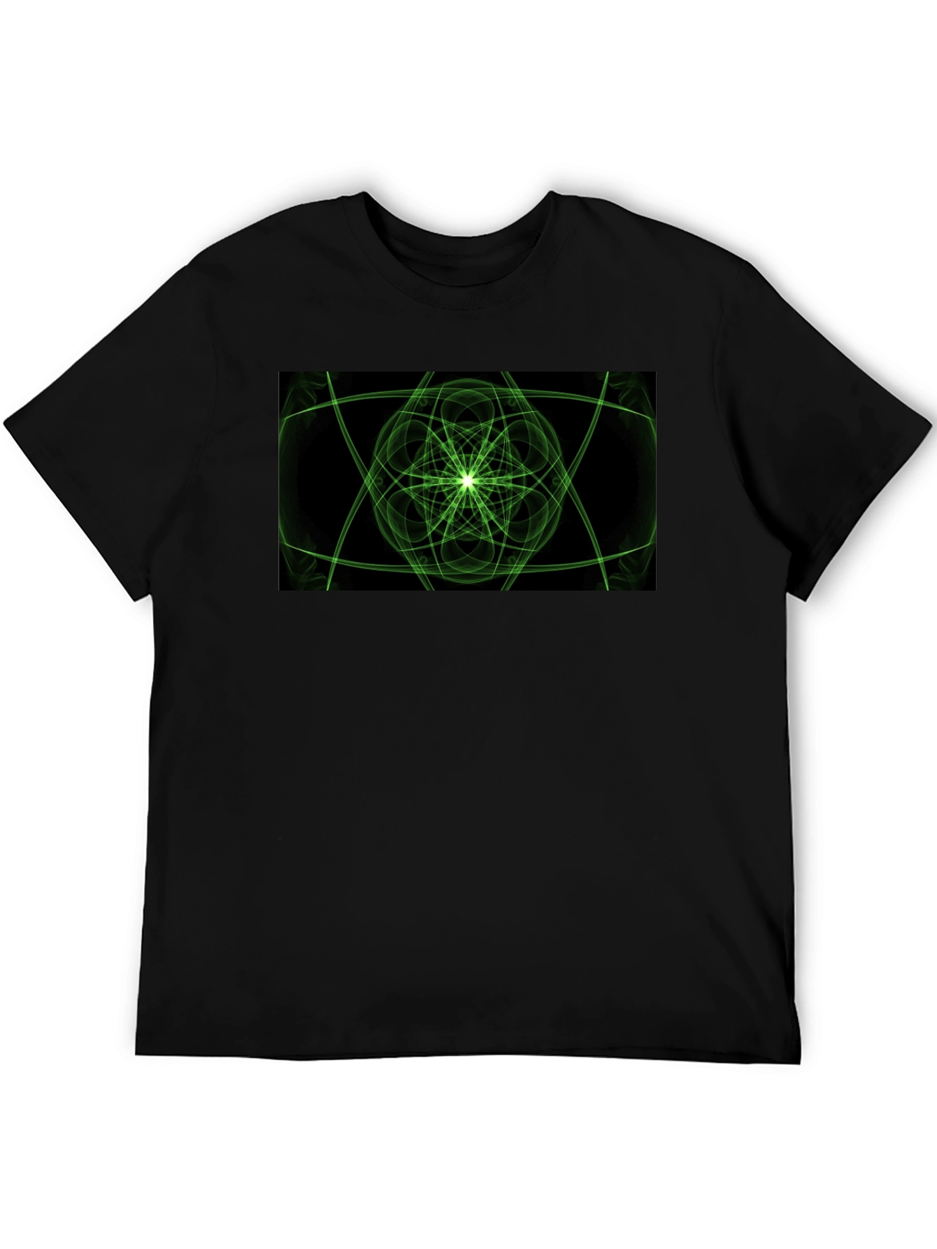 Geometric Green Graphic Black T-Shirt