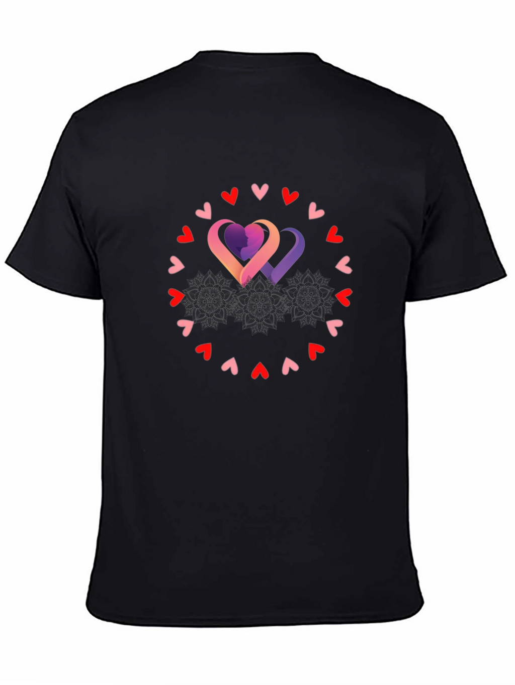 Heart Circle Graphic Tee - Black