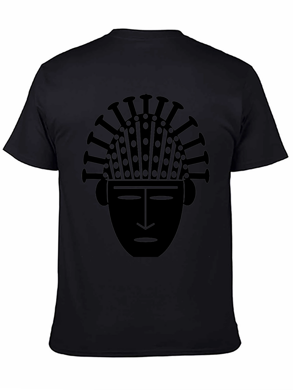 Tribal Mask Graphic Tee - Black Cotton T-Shirt