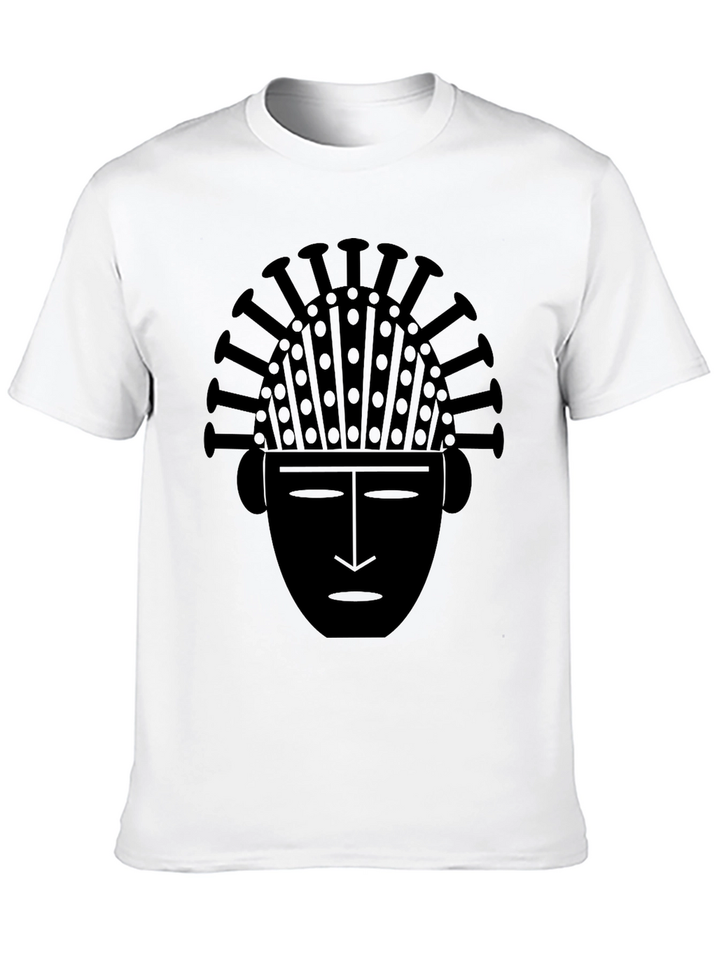 Tribal Mask Graphic Tee - Black Cotton T-Shirt