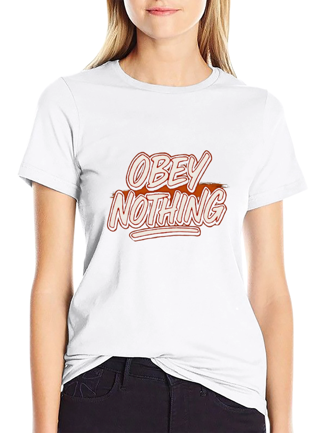 Obey Nothing Graphic Print Black T-Shirt