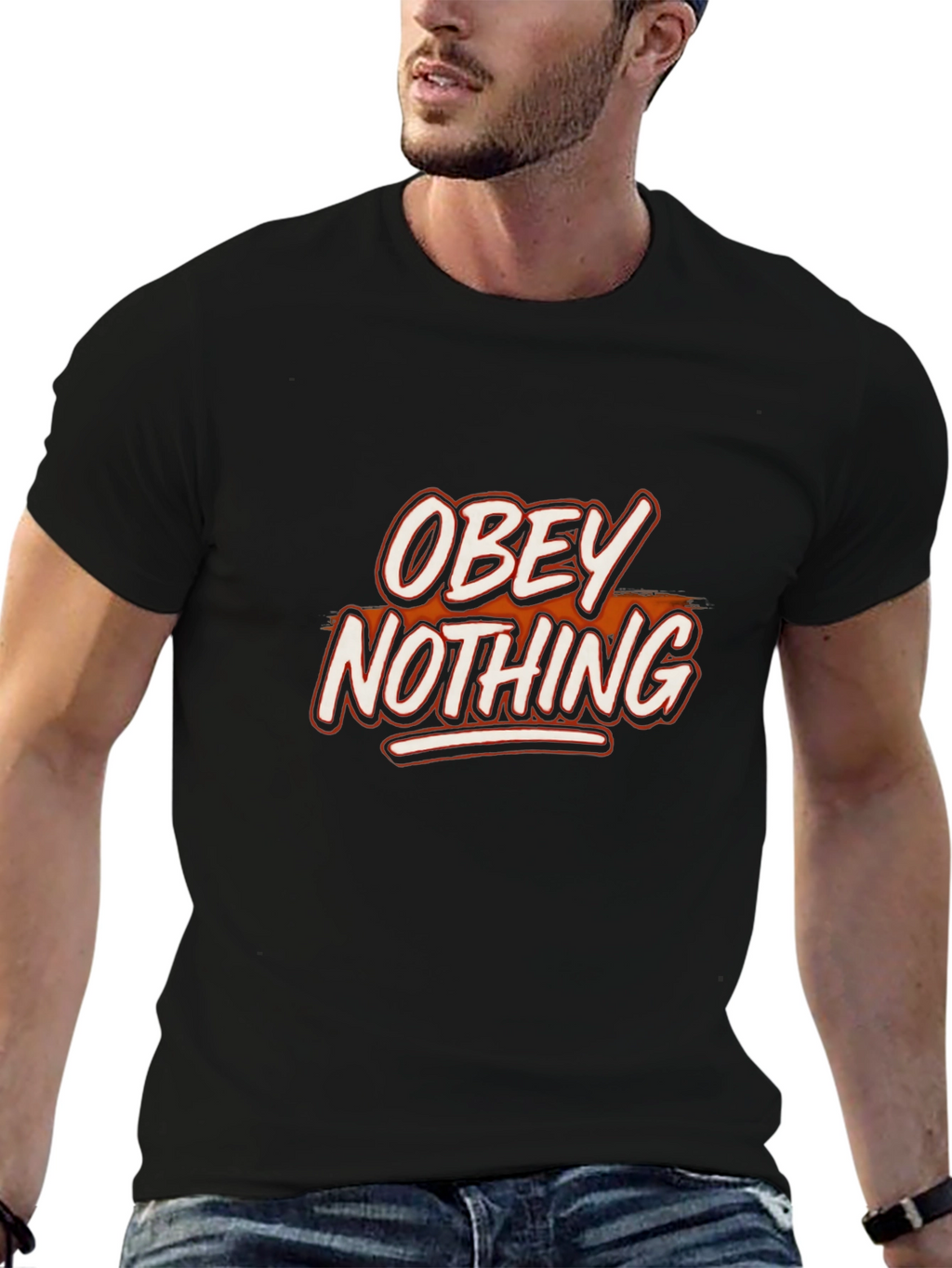 Obey Nothing Graphic Print Black T-Shirt