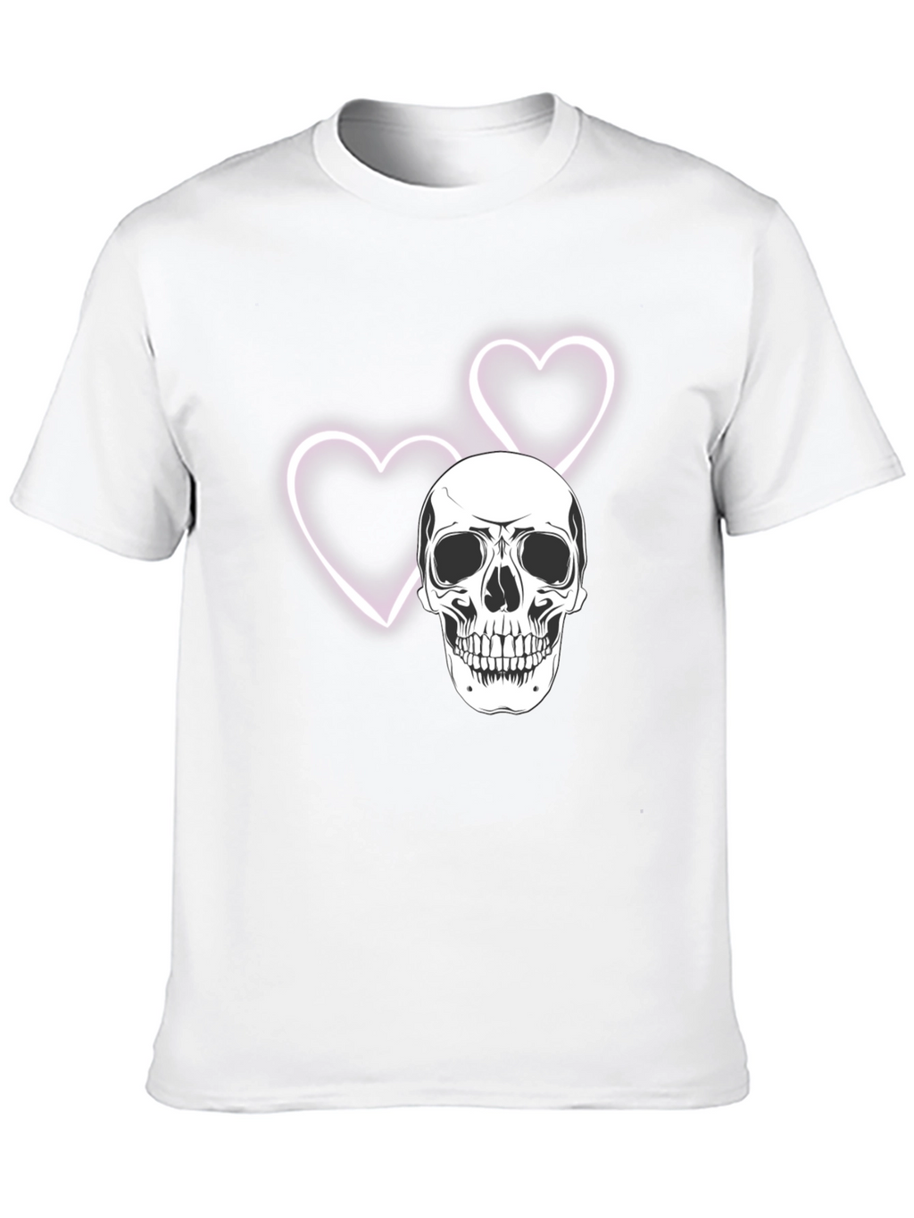 Skull & Hearts Graphic Tee - Black Cotton T-Shirt