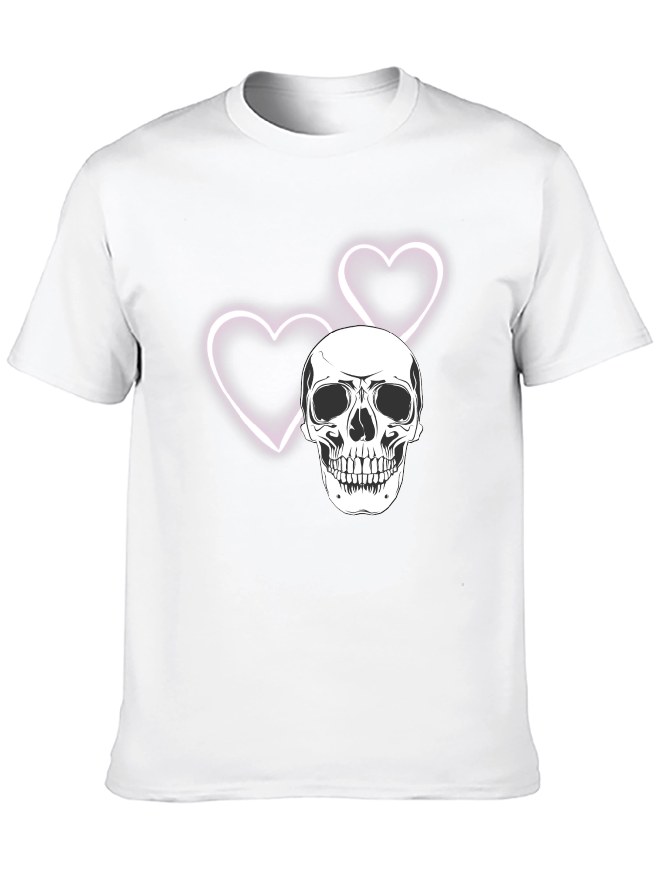 Skull & Hearts Graphic Tee - Black Cotton T-Shirt