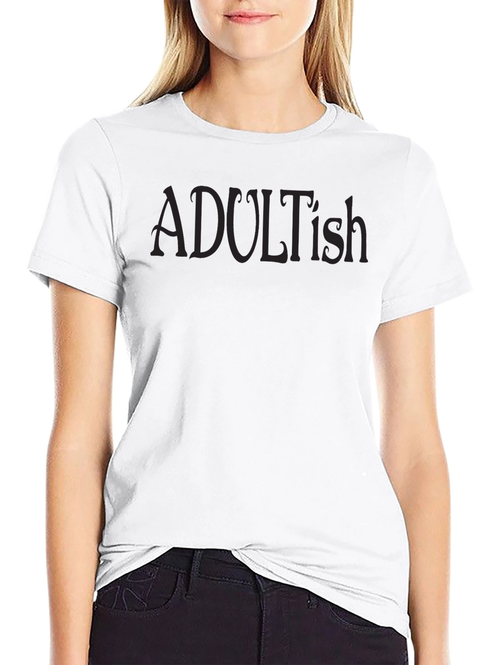 Adultish Black T-Shirt - Relaxed Fit