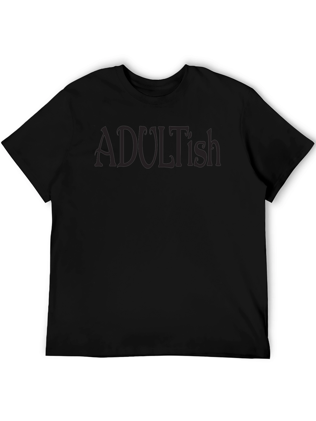 Adultish Black T-Shirt - Relaxed Fit