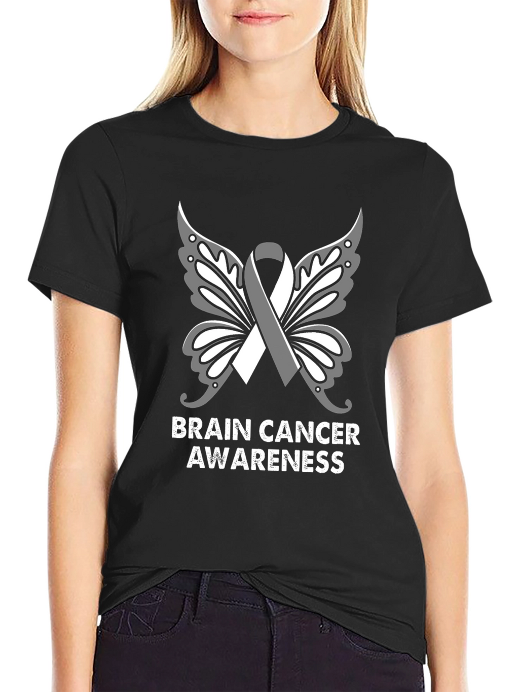 Brain Cancer Awareness Butterfly Ribbon T-Shirt