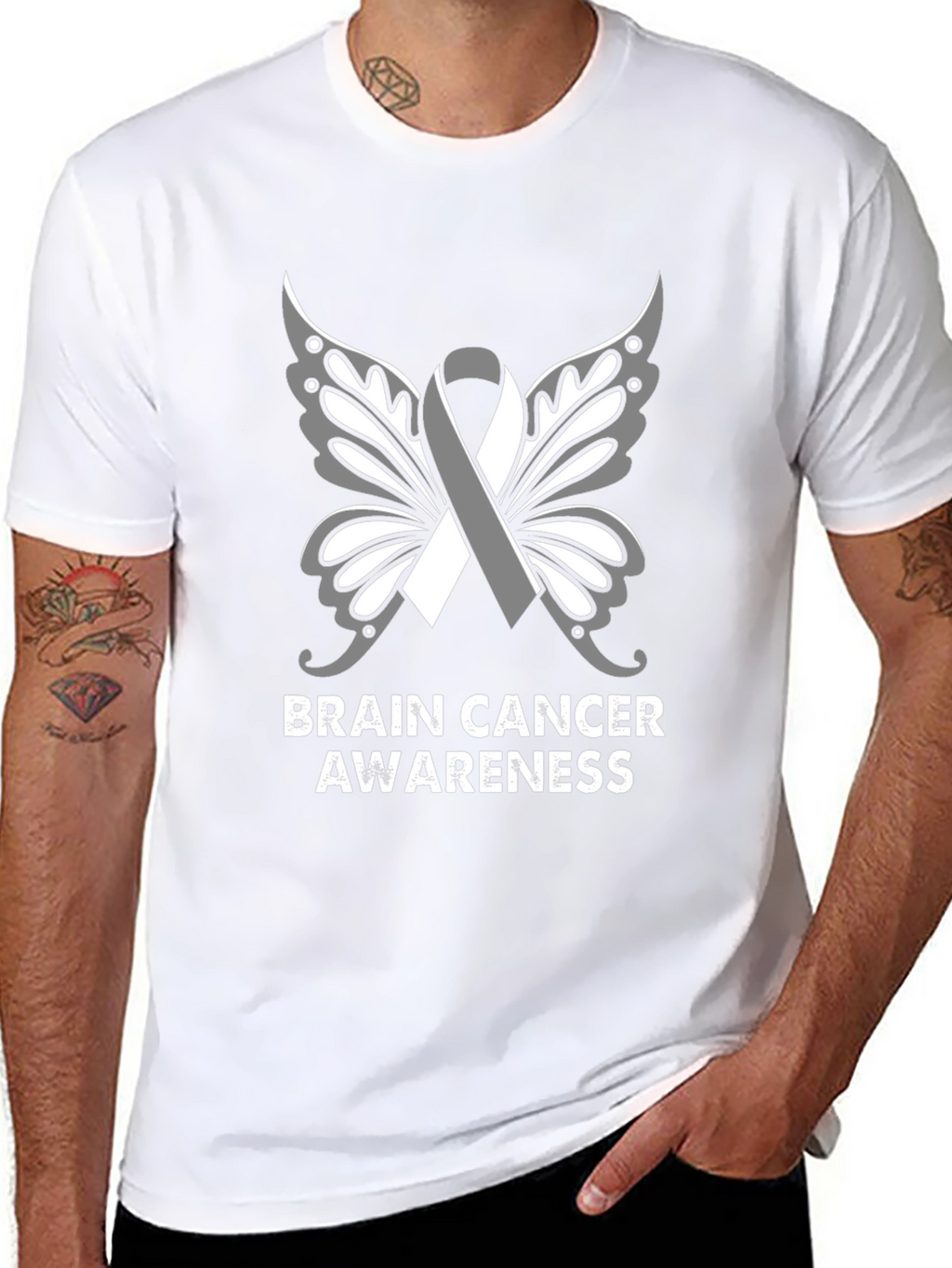 Brain Cancer Awareness Butterfly Ribbon T-Shirt