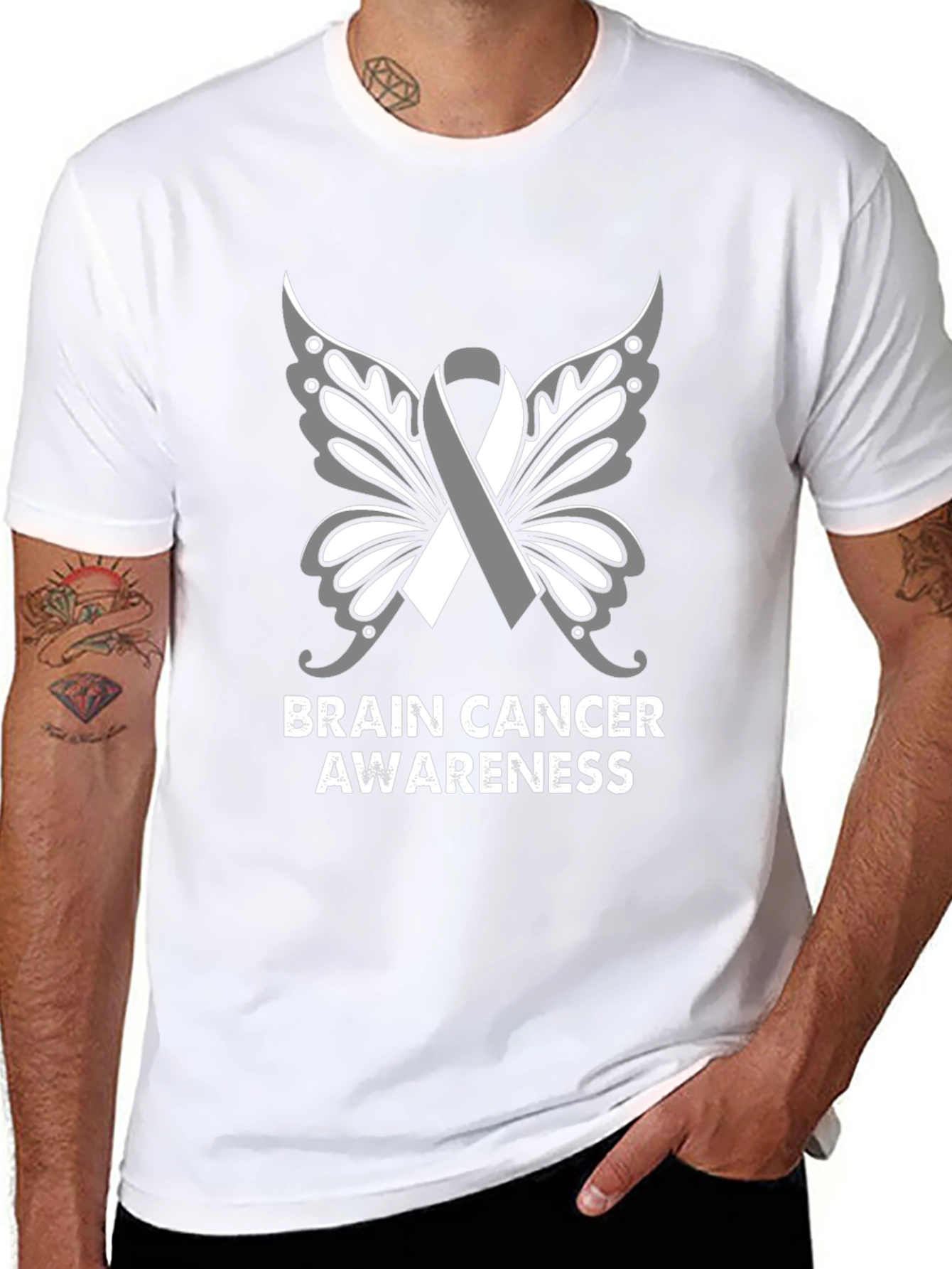 Brain Cancer Awareness Butterfly Ribbon T-Shirt