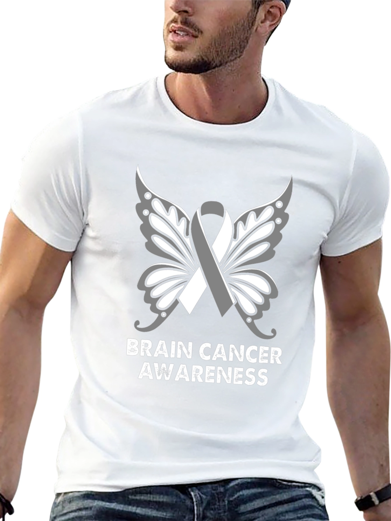 Brain Cancer Awareness Butterfly Ribbon T-Shirt