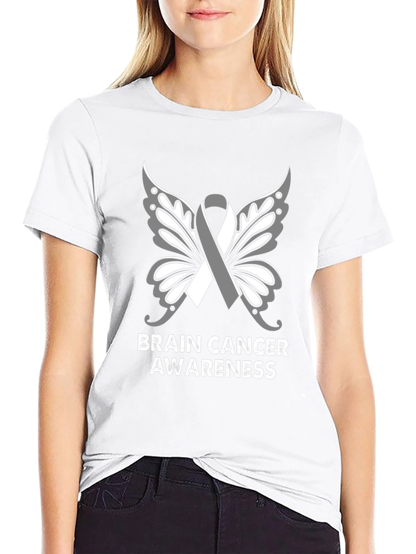 Brain Cancer Awareness Butterfly Ribbon T-Shirt