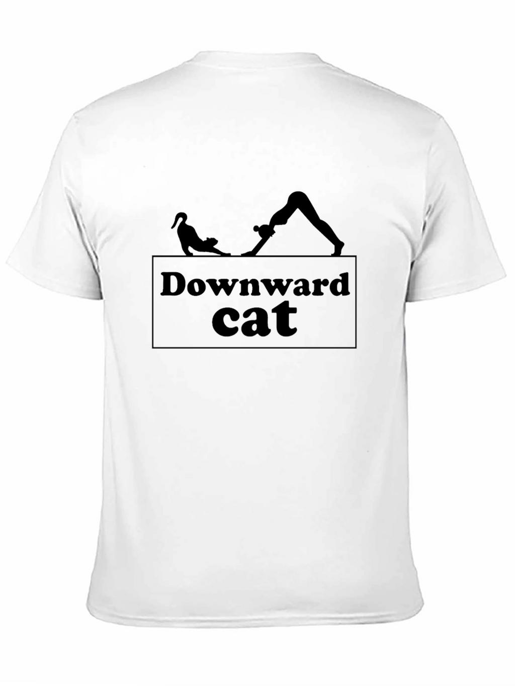 Downward Cat Yoga Graphic Tee - Black Cotton Shirt