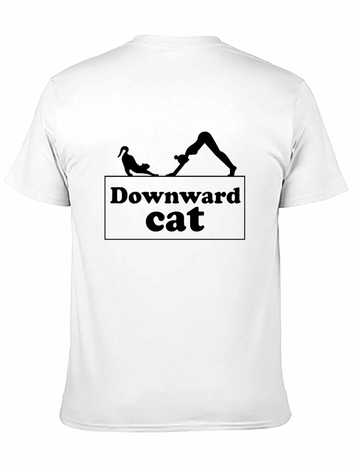 Downward Cat Yoga Graphic Tee - Black Cotton Shirt