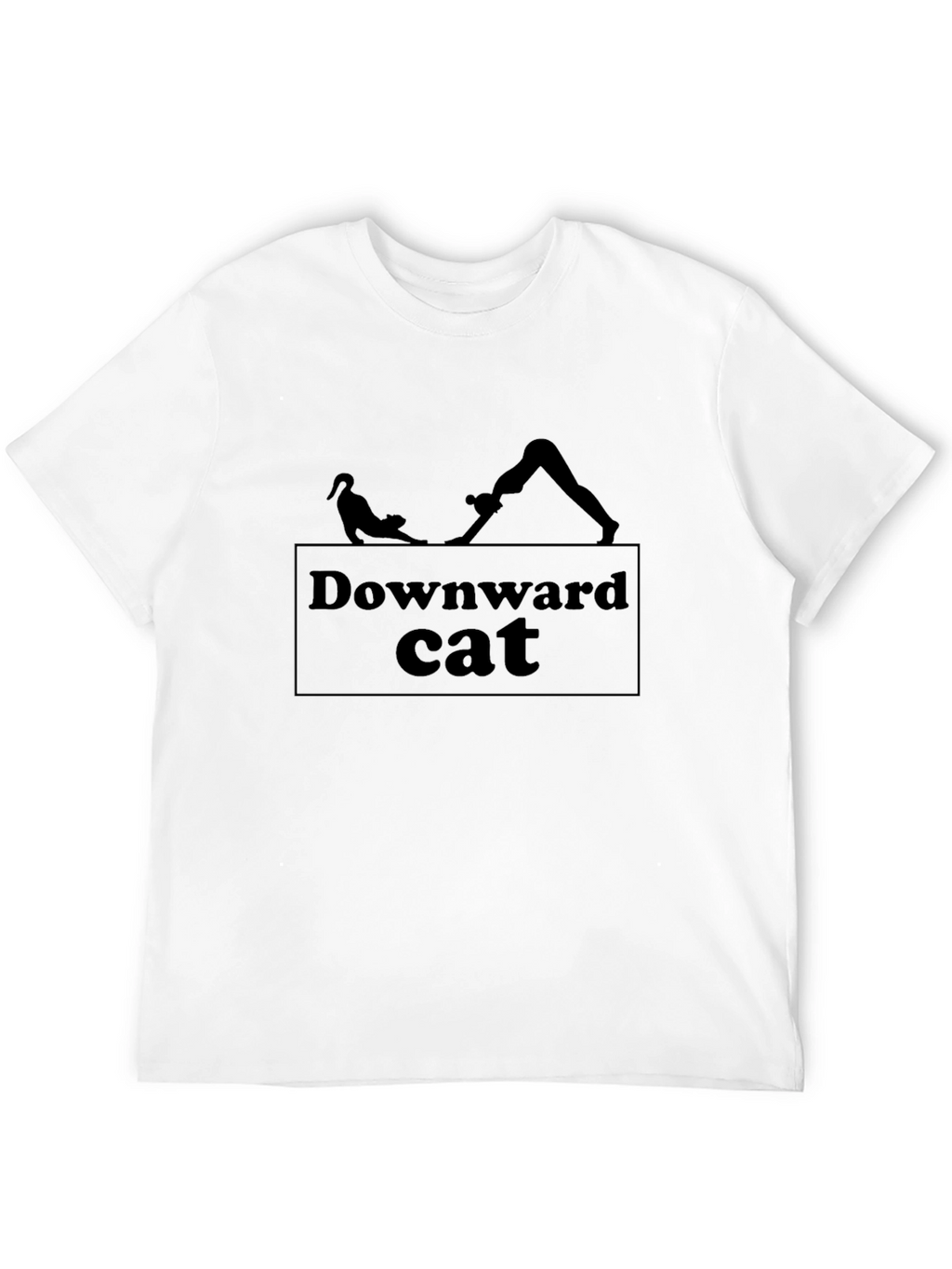 Downward Cat Yoga Graphic Tee - Black Cotton Shirt