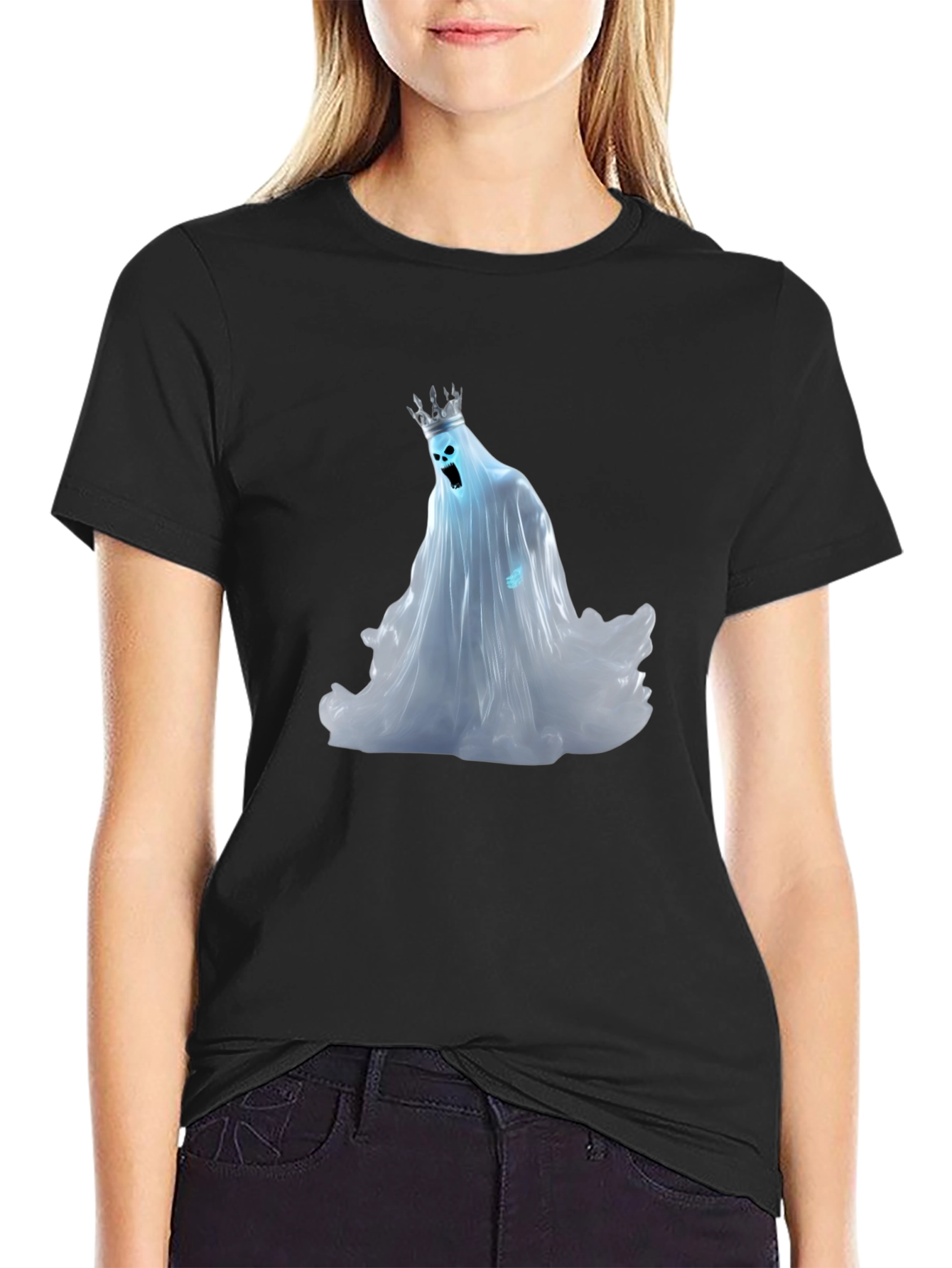 Ghost King Graphic Tee - Black Cotton Shirt