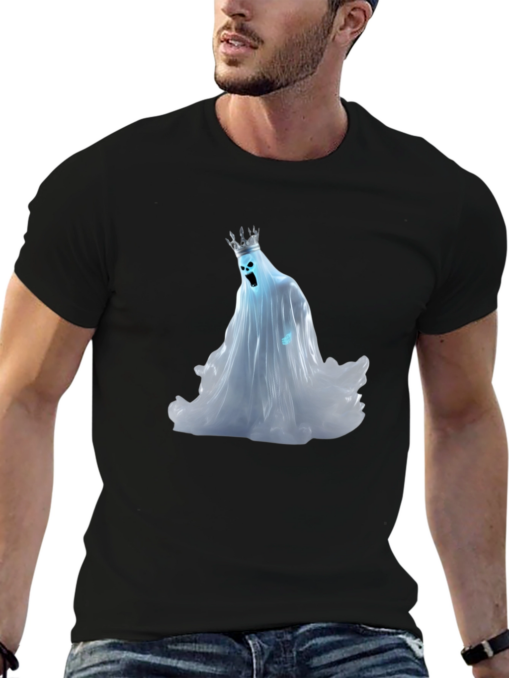 Ghost King Graphic Tee - Black Cotton Shirt