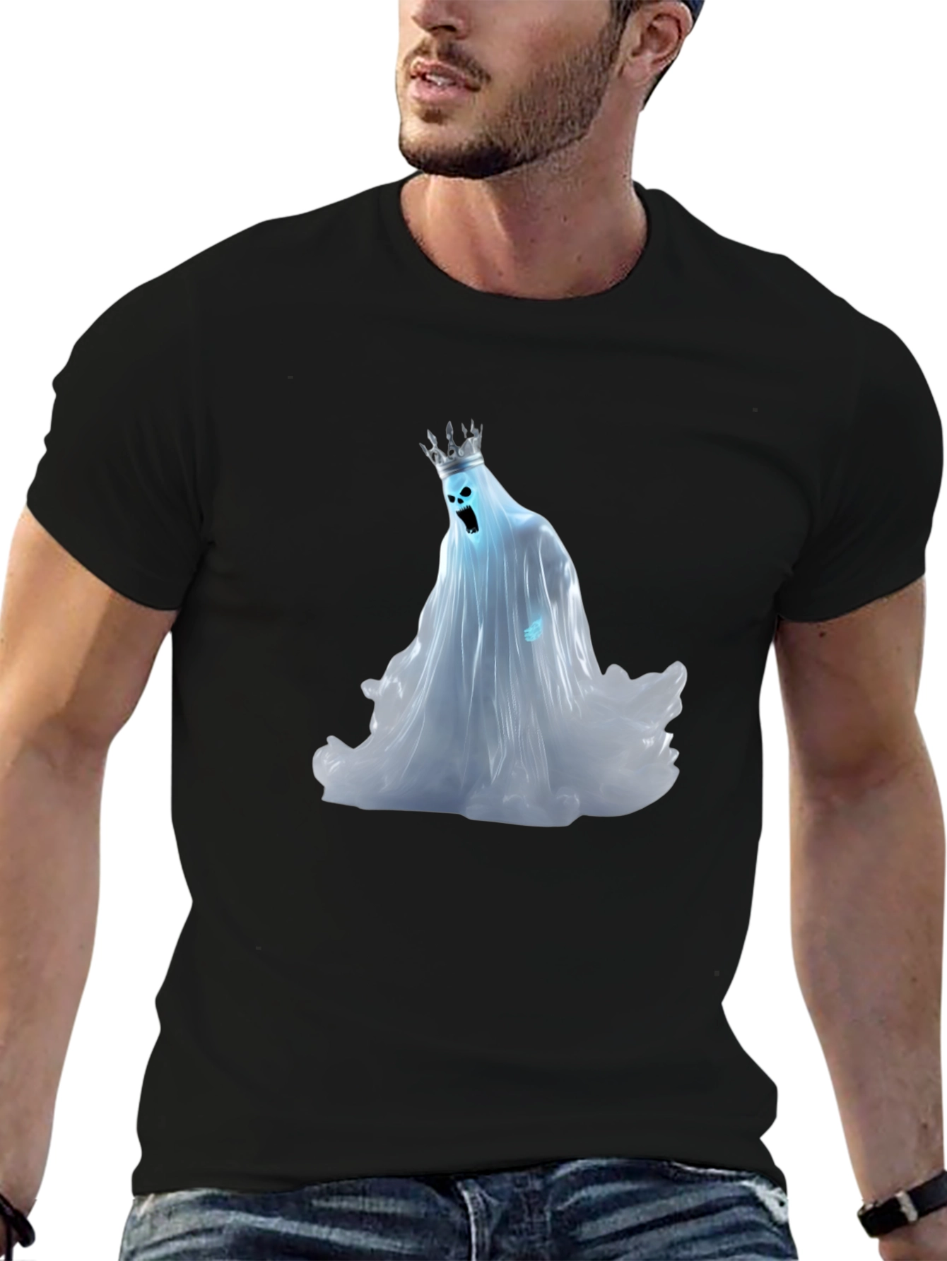 Ghost King Graphic Tee - Black Cotton Shirt