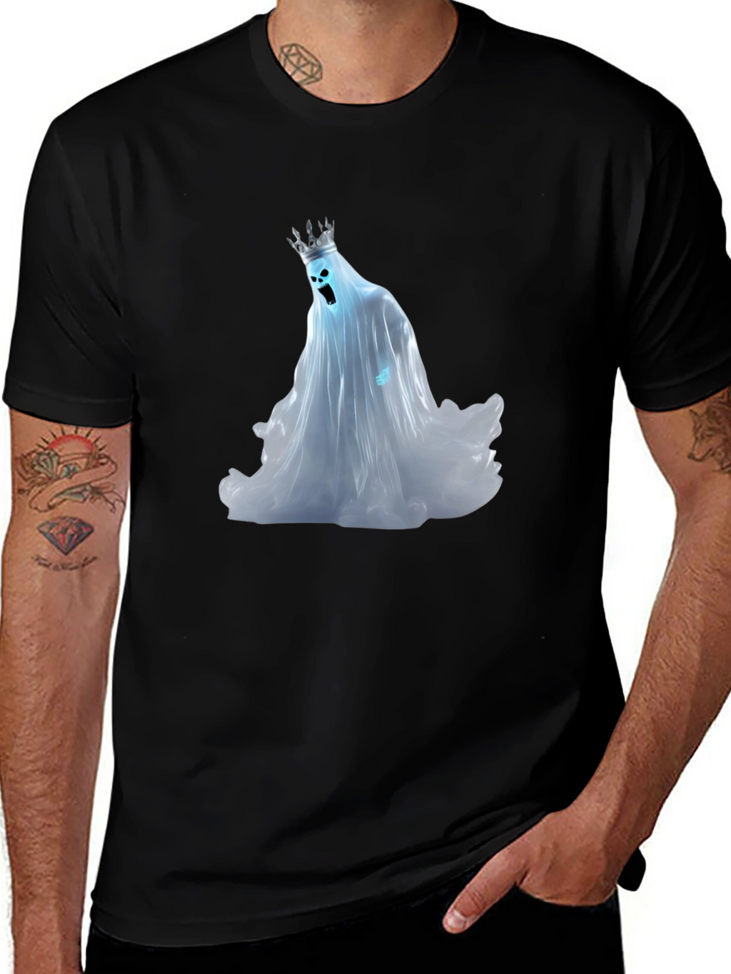 Ghost King Graphic Tee - Black Cotton Shirt