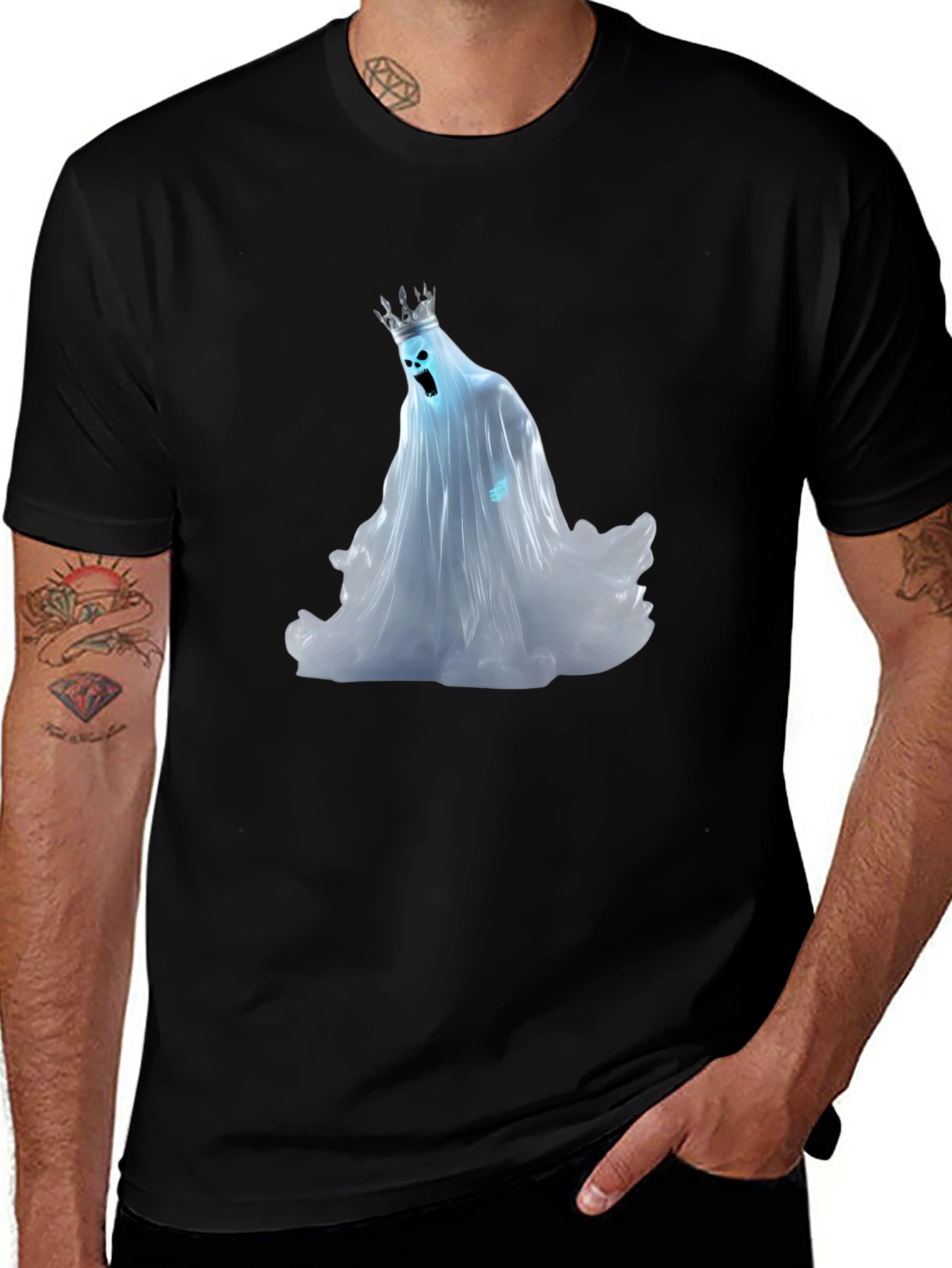 Ghost King Graphic Tee - Black Cotton Shirt