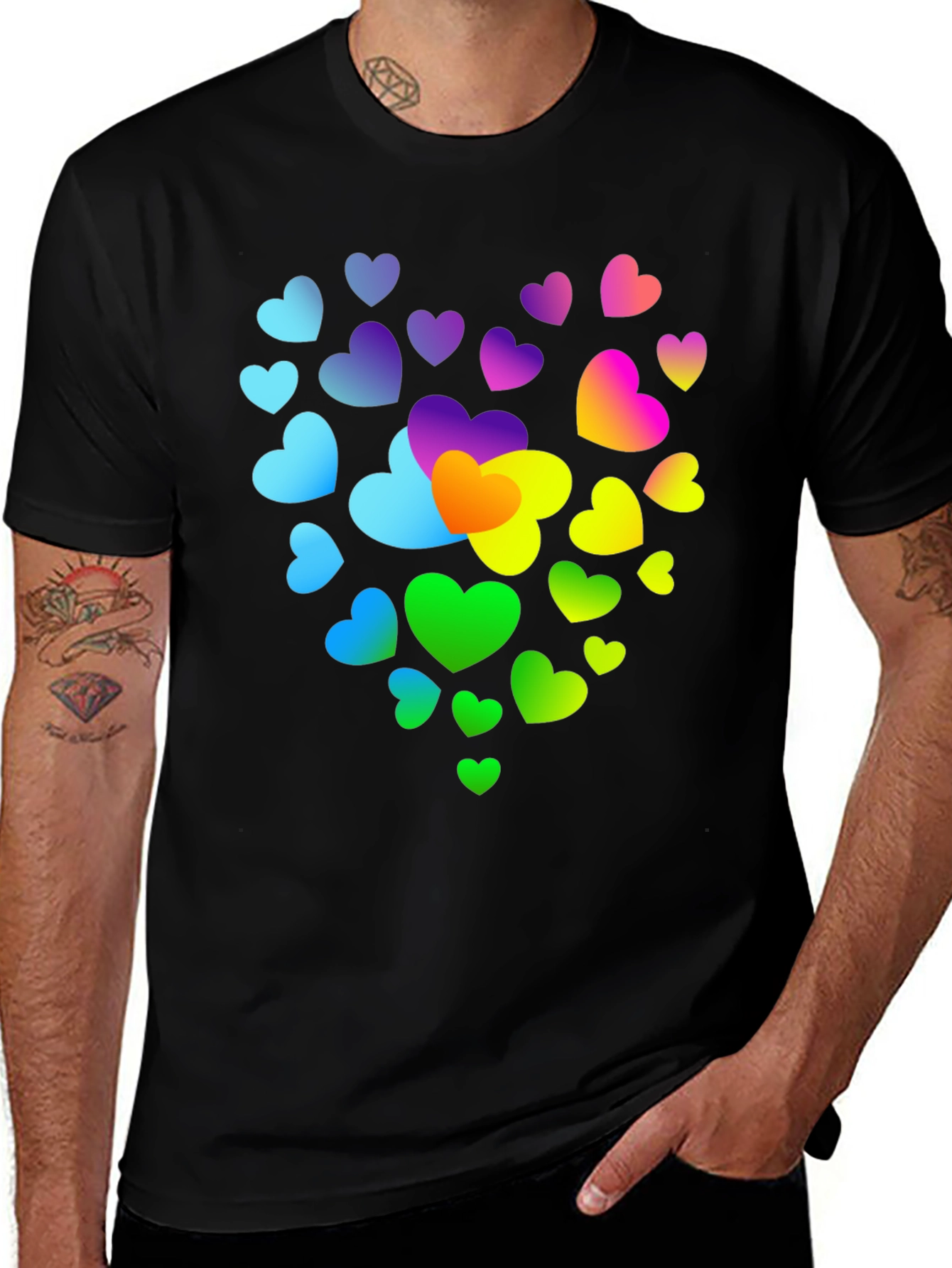 Rainbow Heart T-Shirt - Colorful Graphic Tee