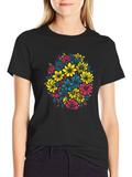 Floral Burst Black T-Shirt