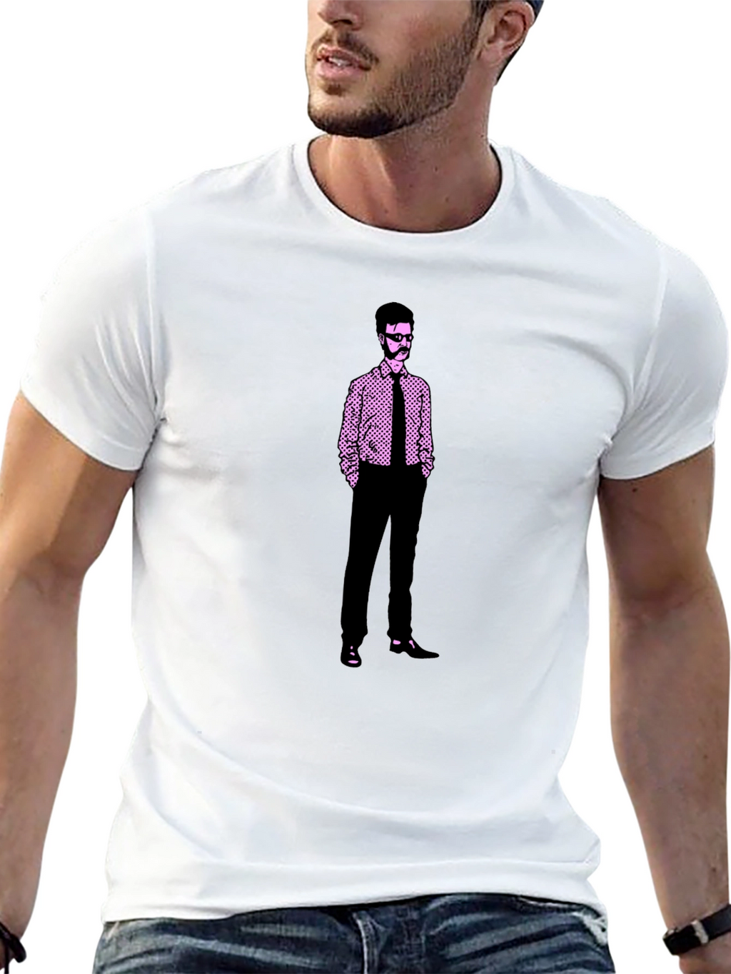 Retro Graphic Tee: Illustrated Man Design