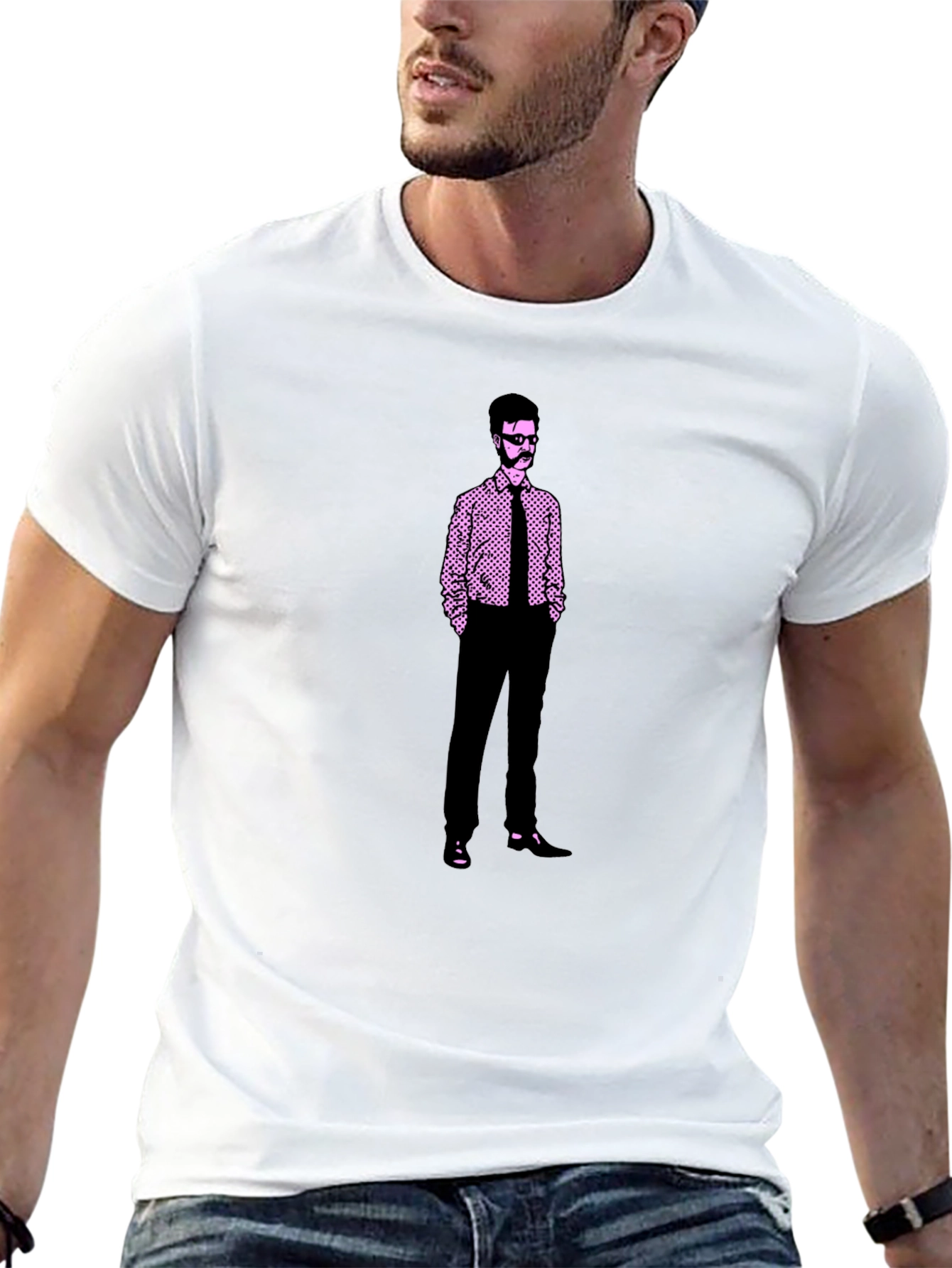 Retro Graphic Tee: Illustrated Man Design