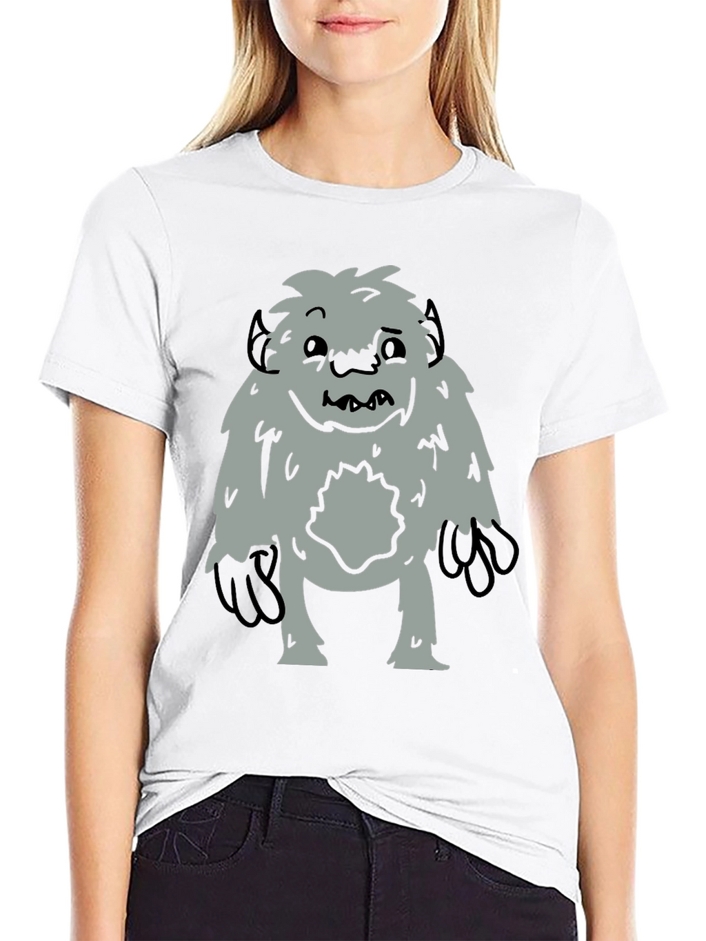 Fun Bigfoot Graphic Tee - Black Cotton Blend