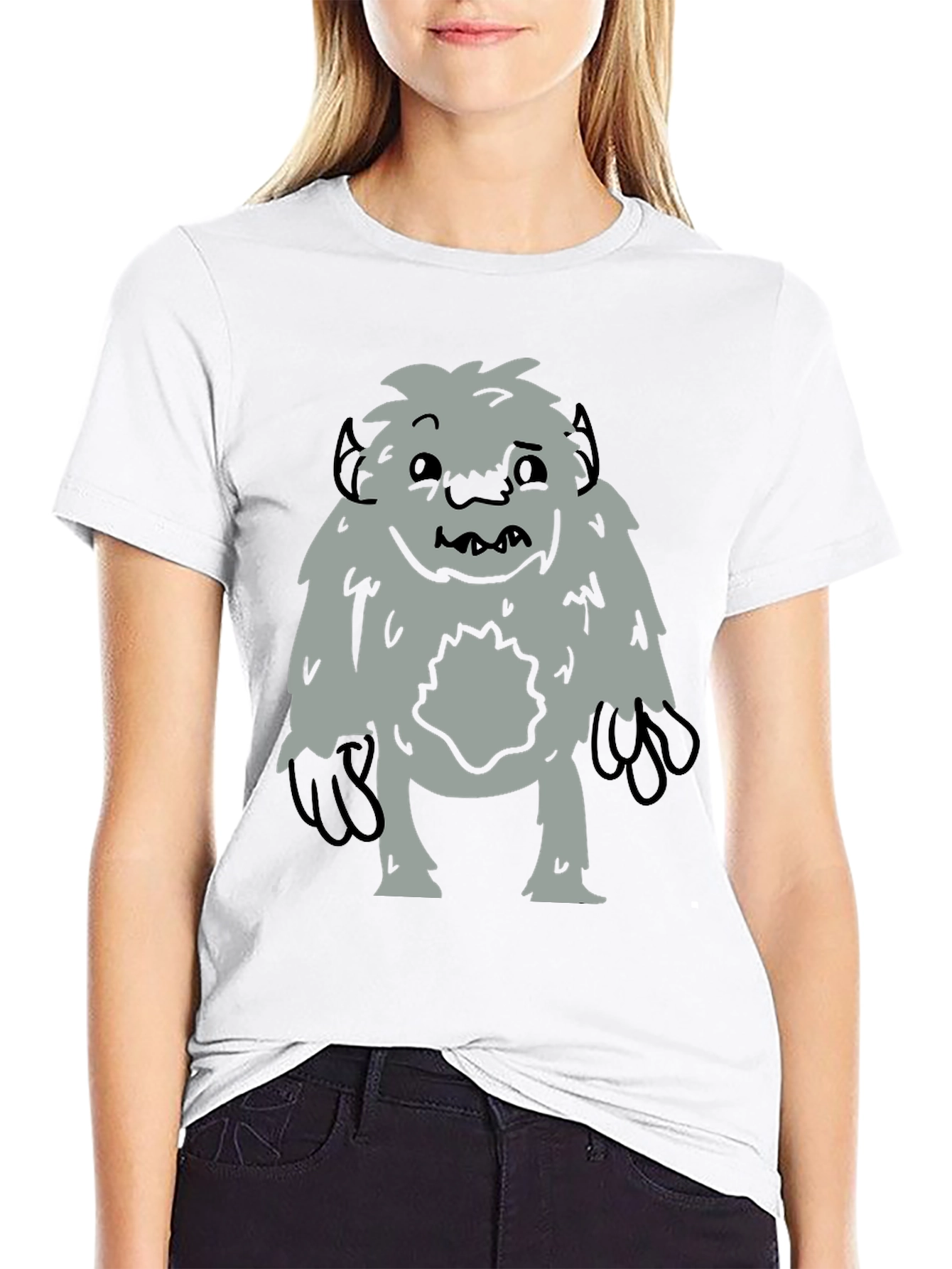 Fun Bigfoot Graphic Tee - Black Cotton Blend