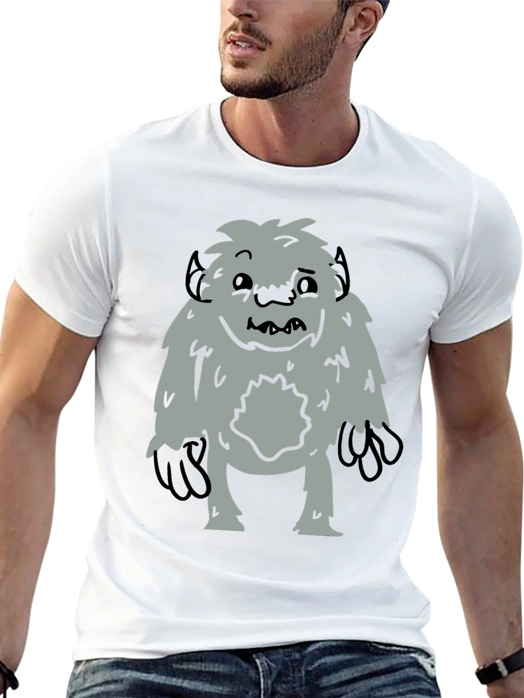 Fun Bigfoot Graphic Tee - Black Cotton Blend