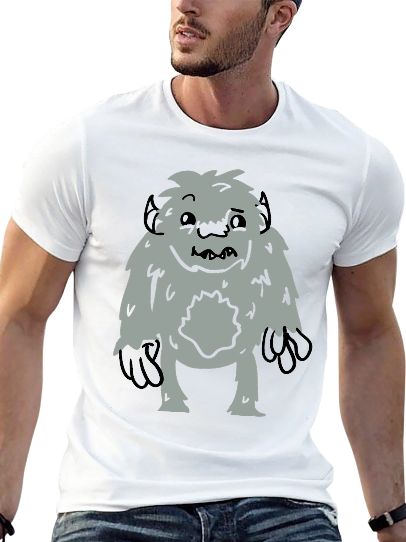 Fun Bigfoot Graphic Tee - Black Cotton Blend