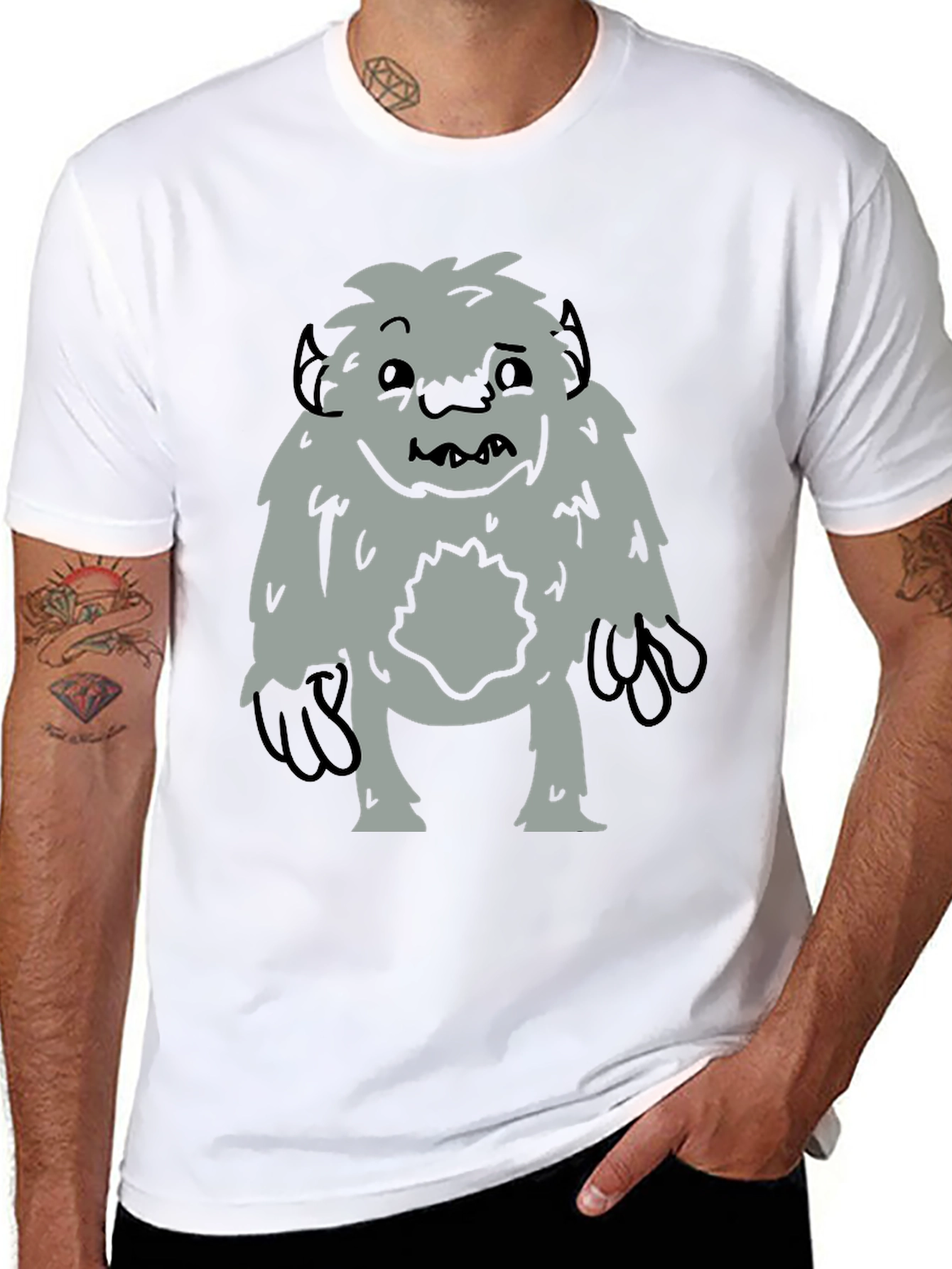 Fun Bigfoot Graphic Tee - Black Cotton Blend