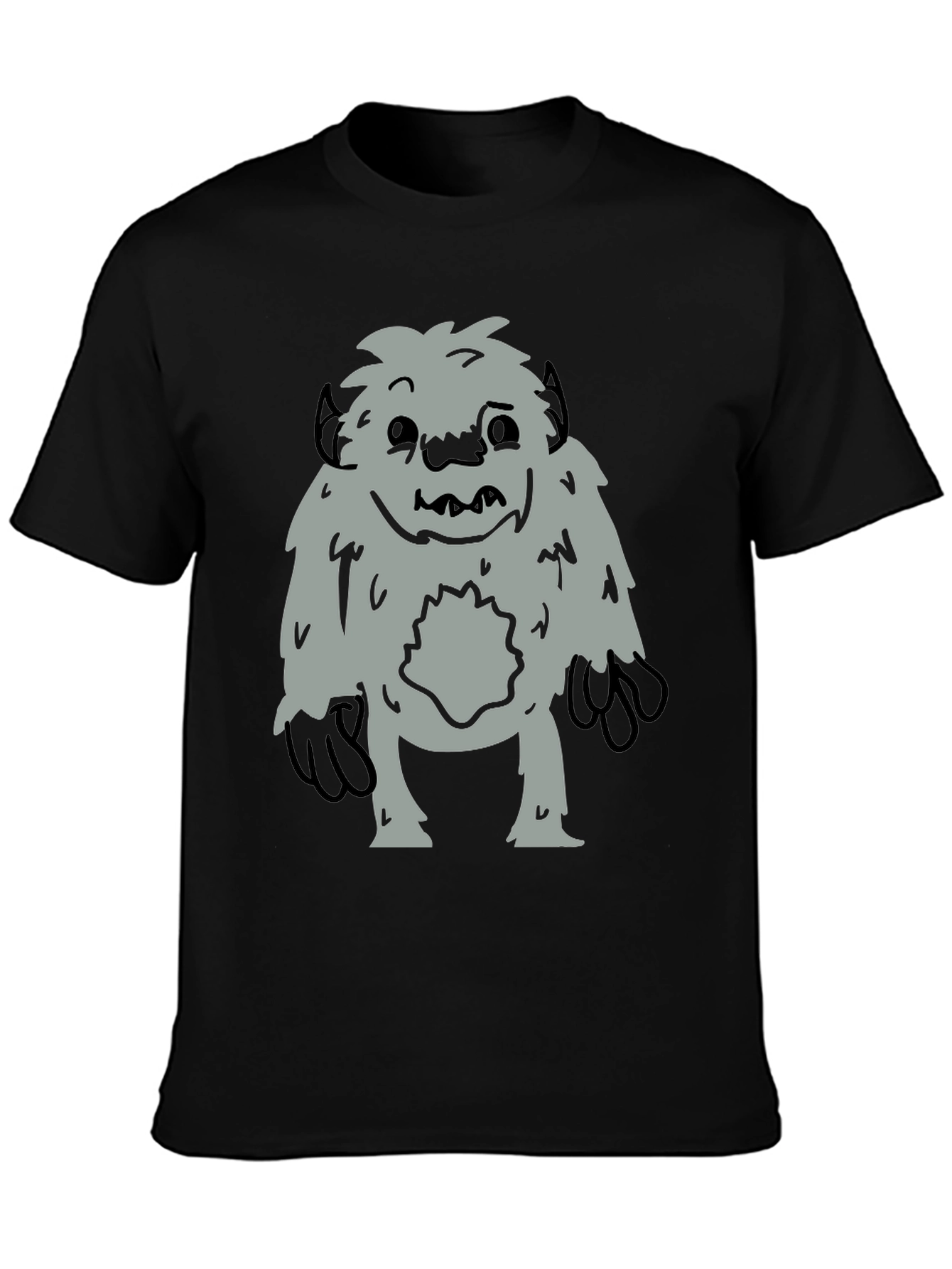 Fun Bigfoot Graphic Tee - Black Cotton Blend