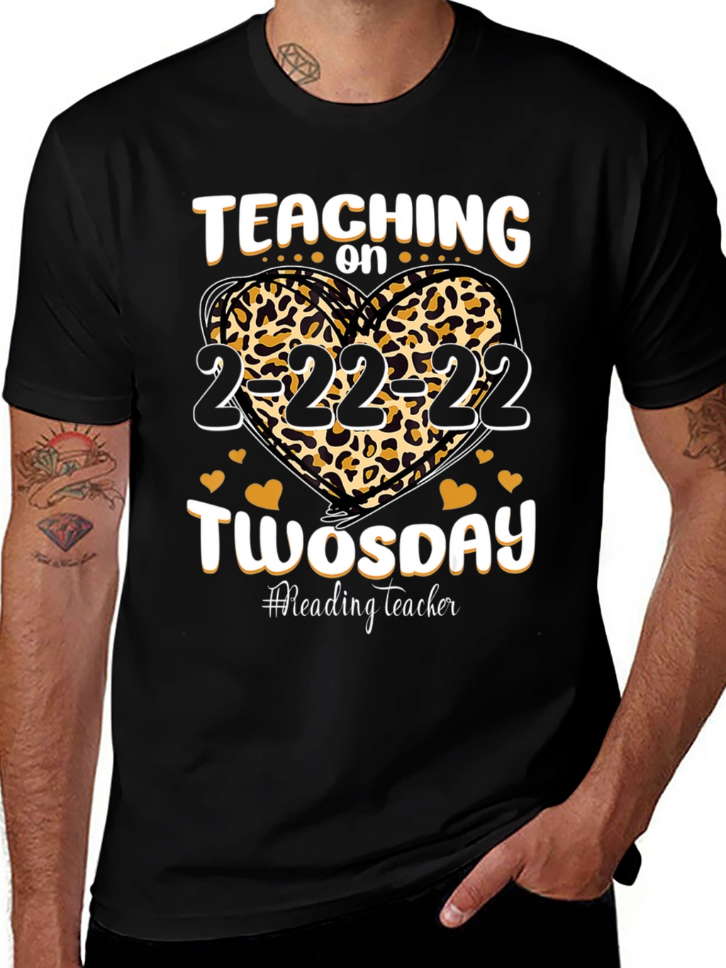 Teaching on Twosday 2-22-22 Leopard Heart T-Shirt