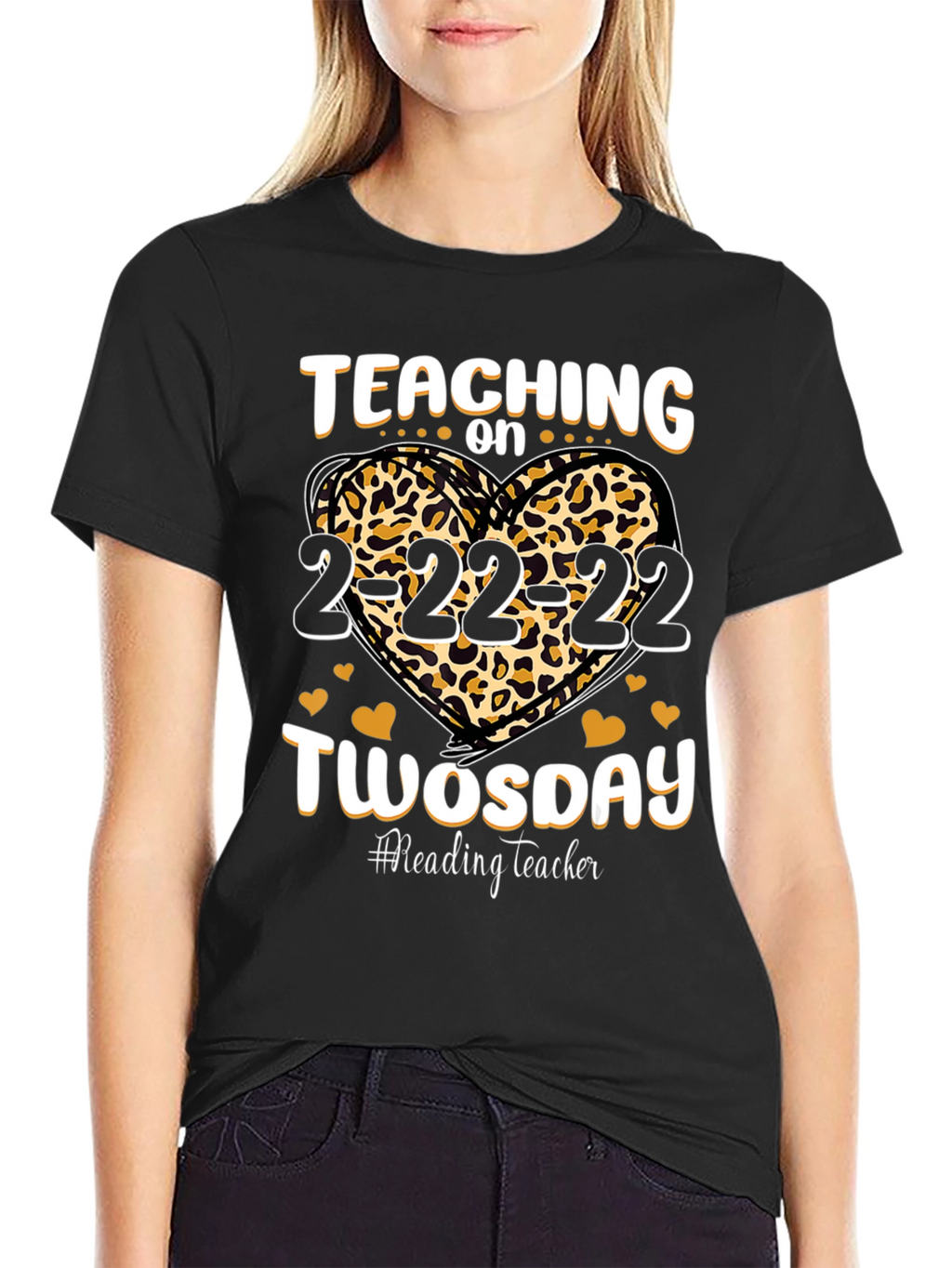 Teaching on Twosday 2-22-22 Leopard Heart T-Shirt