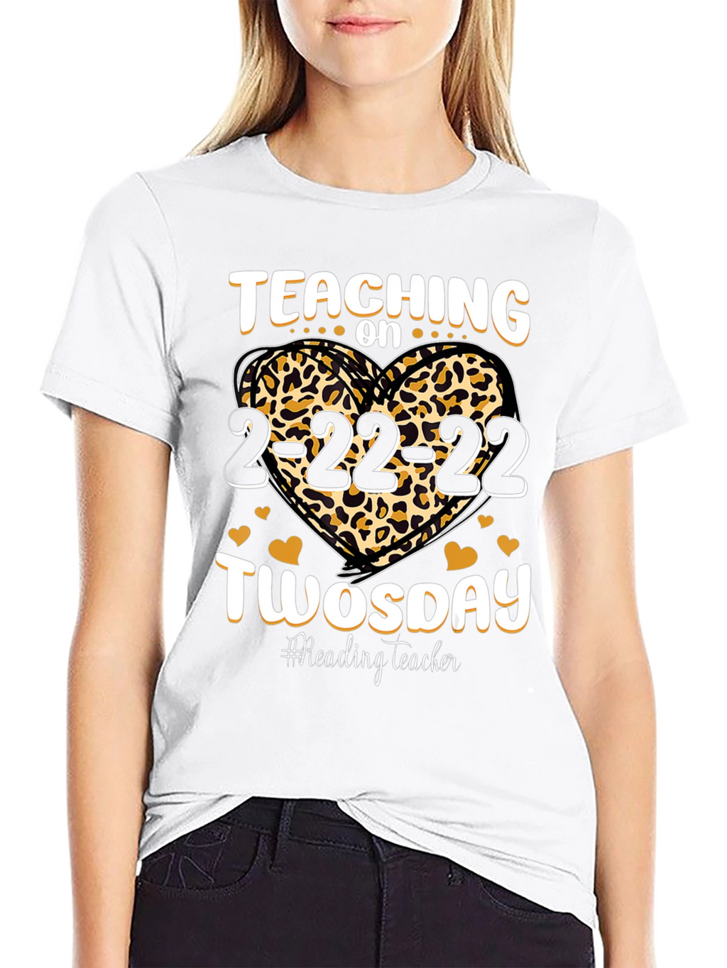 Teaching on Twosday 2-22-22 Leopard Heart T-Shirt