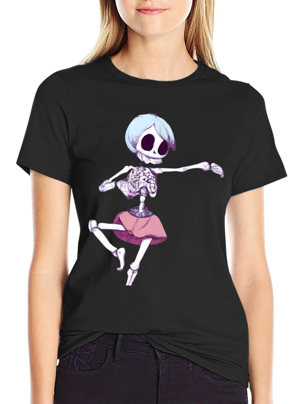 Skeleton Ballerina Graphic T-Shirt - Black